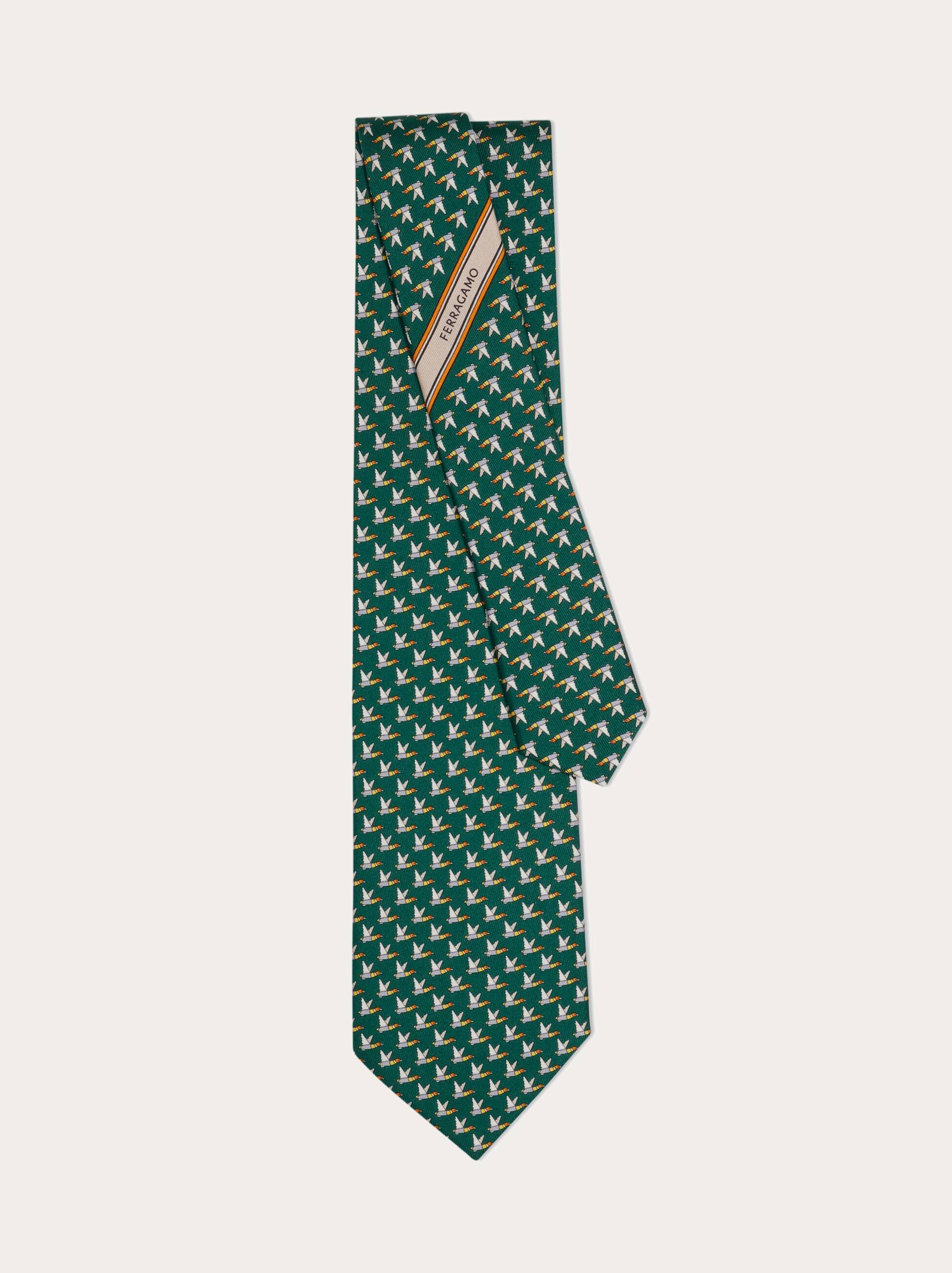  Ferragamo Herren Seidenkrawatte Mit Stockenten-print Grün 