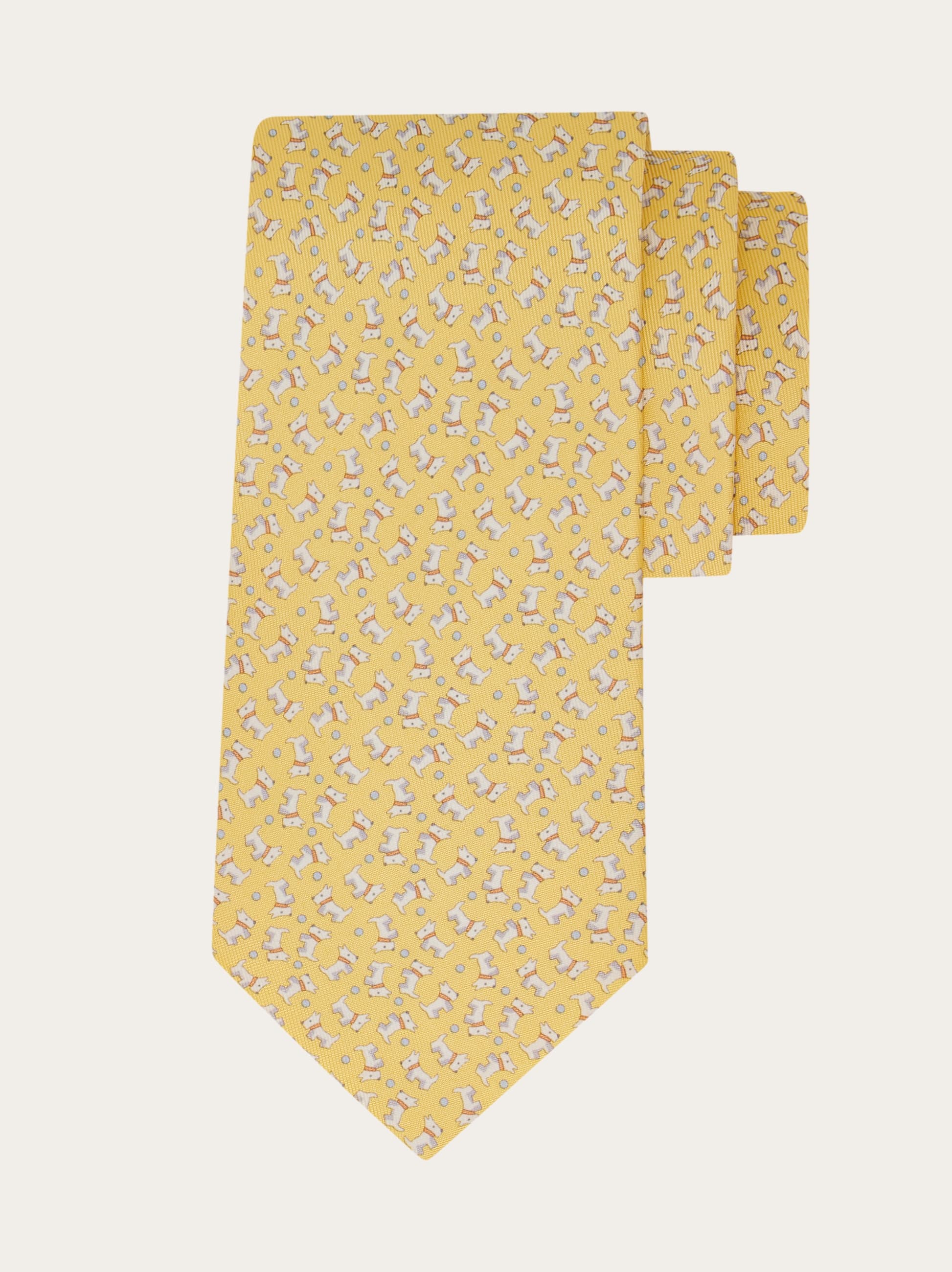 Ferragamo Men Charlie print silk tie Yellow