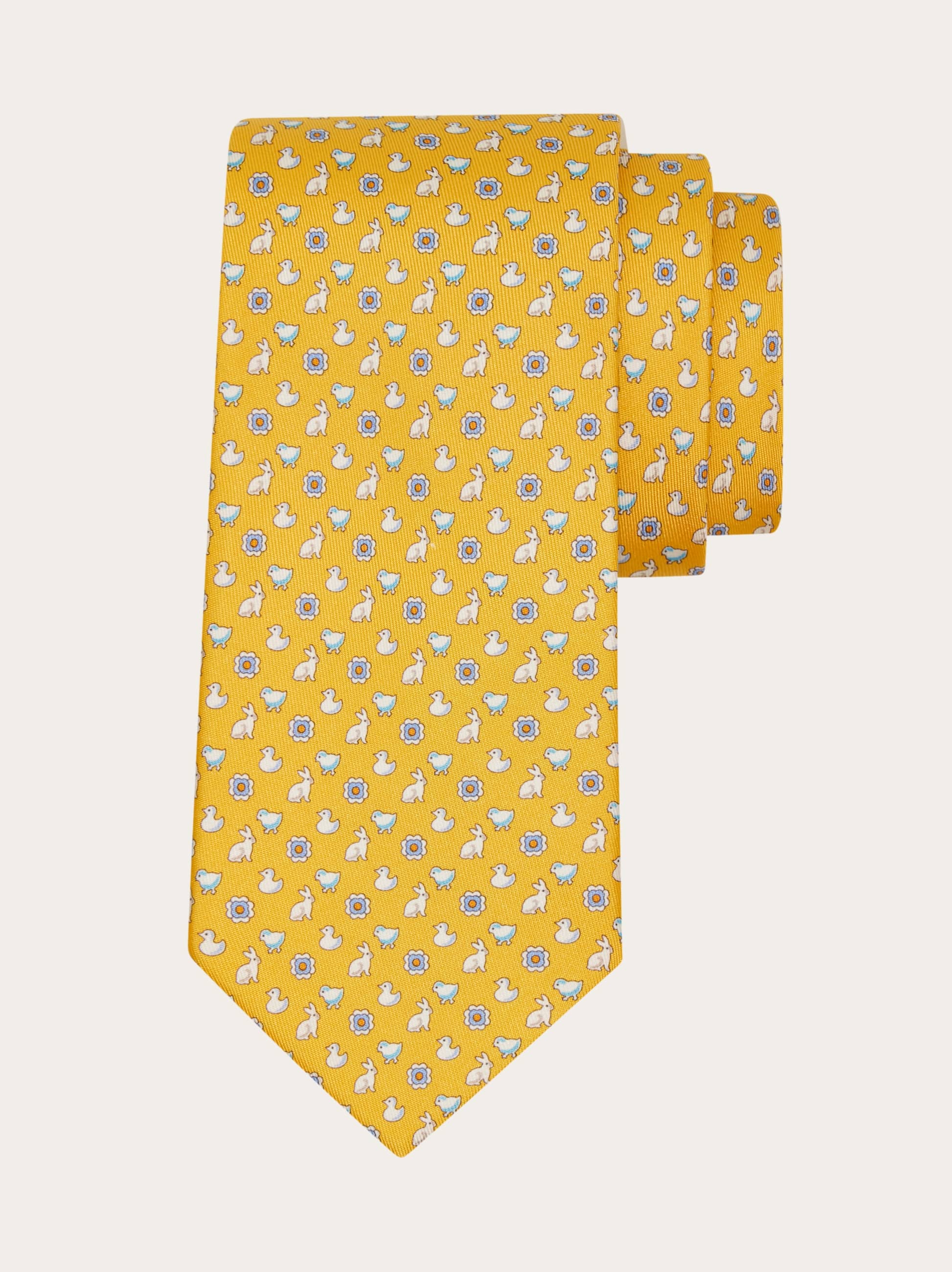 Ferragamo Men Charms print silk tie Yellow