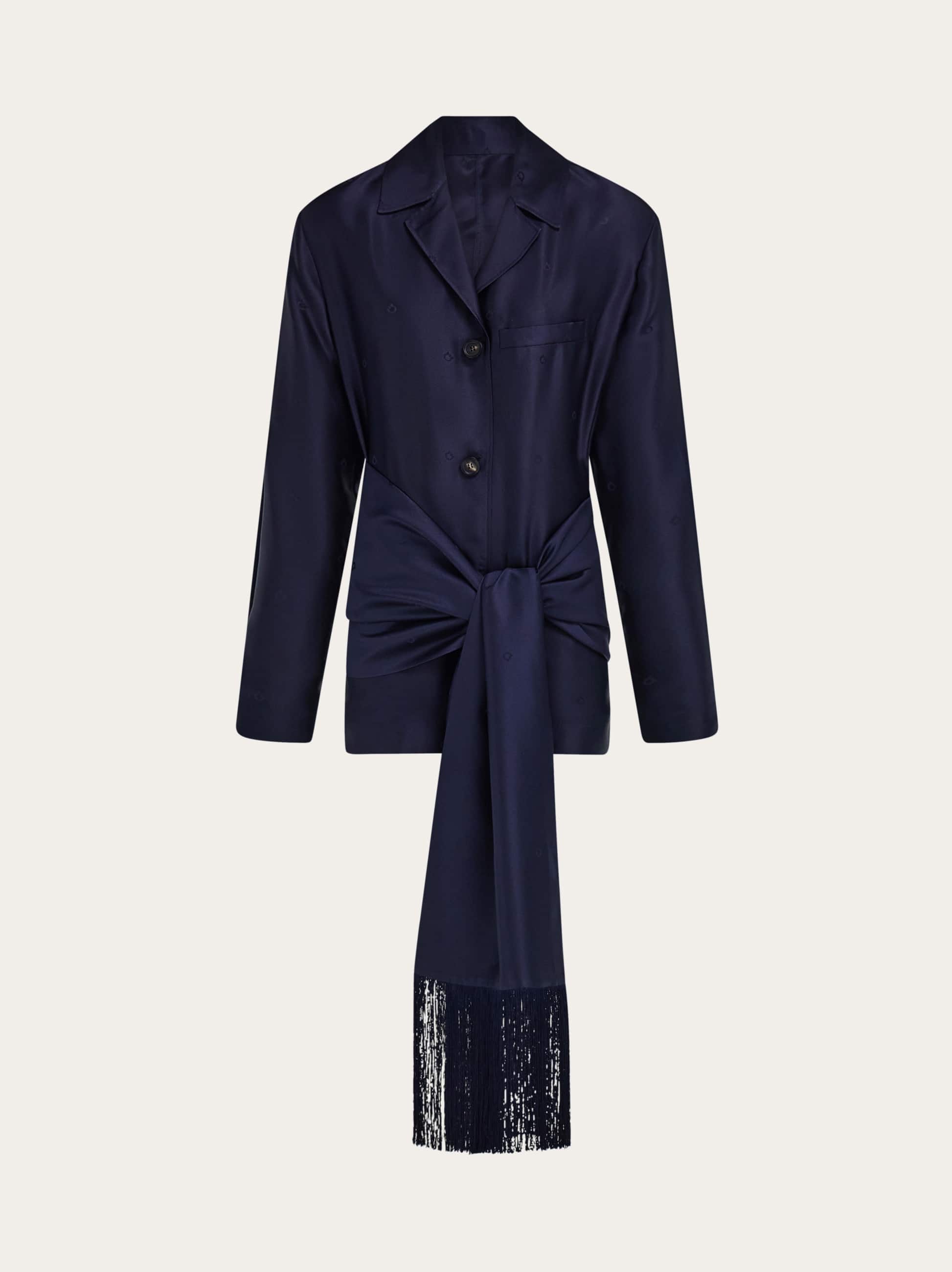 Ferragamo Silk Shirt Jacket In Blue