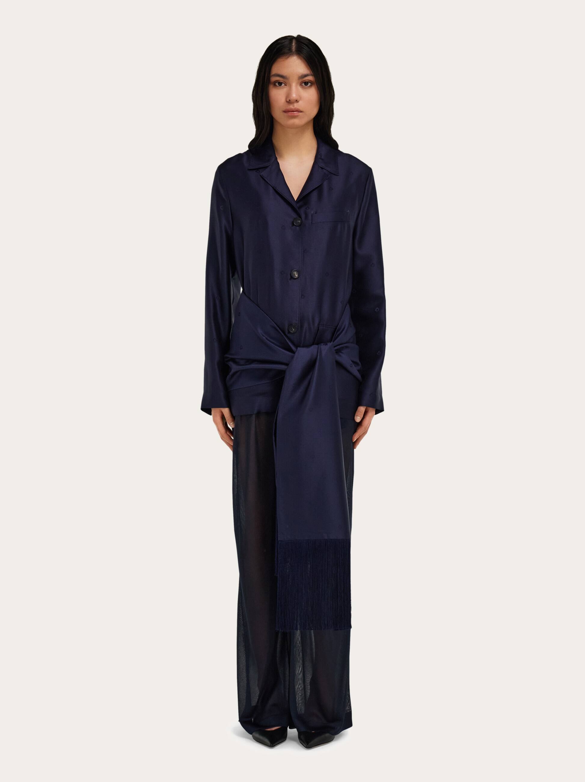 Ferragamo Damen Jackenhemd Aus Seide Blau 