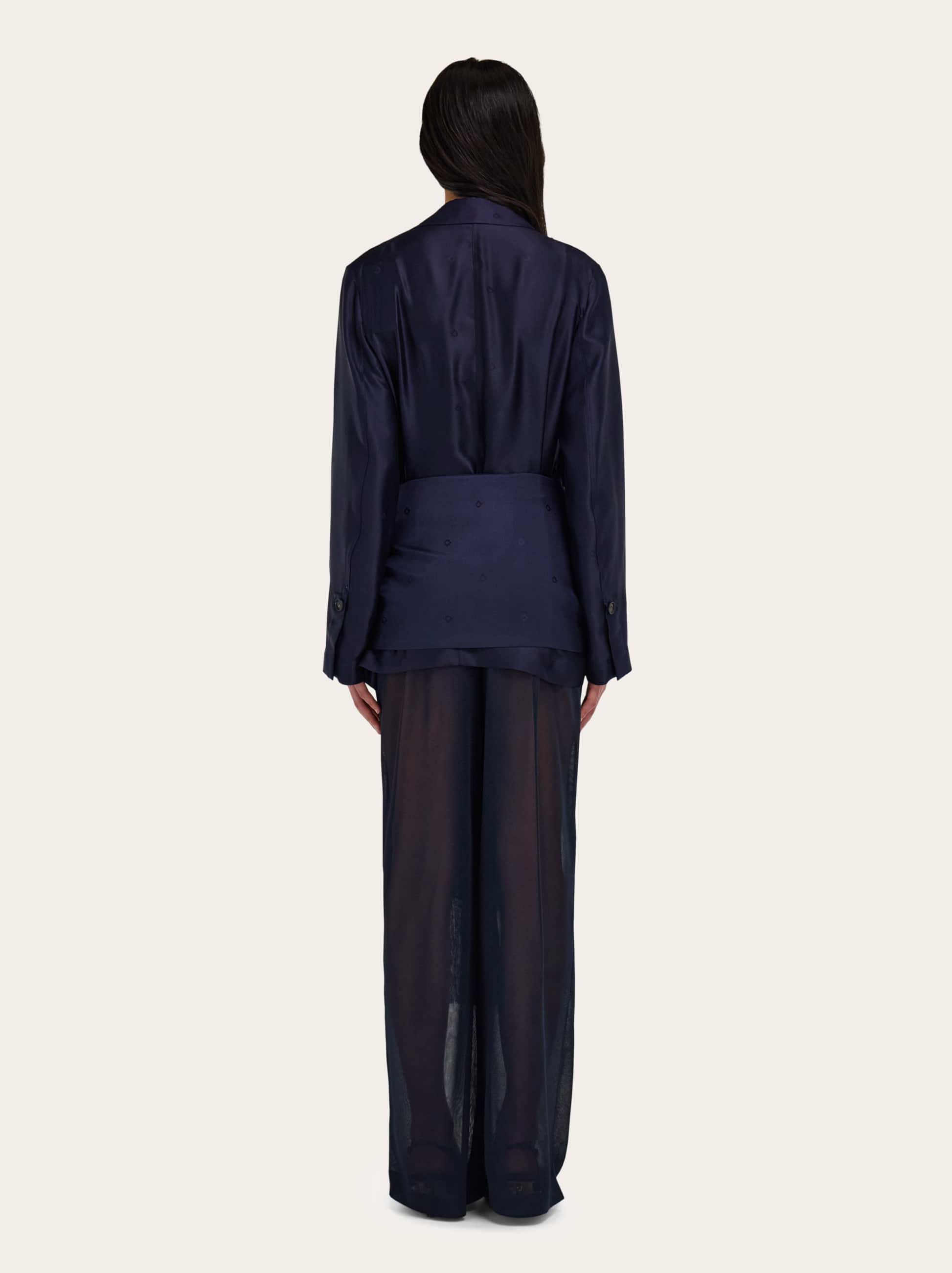  Ferragamo Damen Jackenhemd Aus Seide Blau 