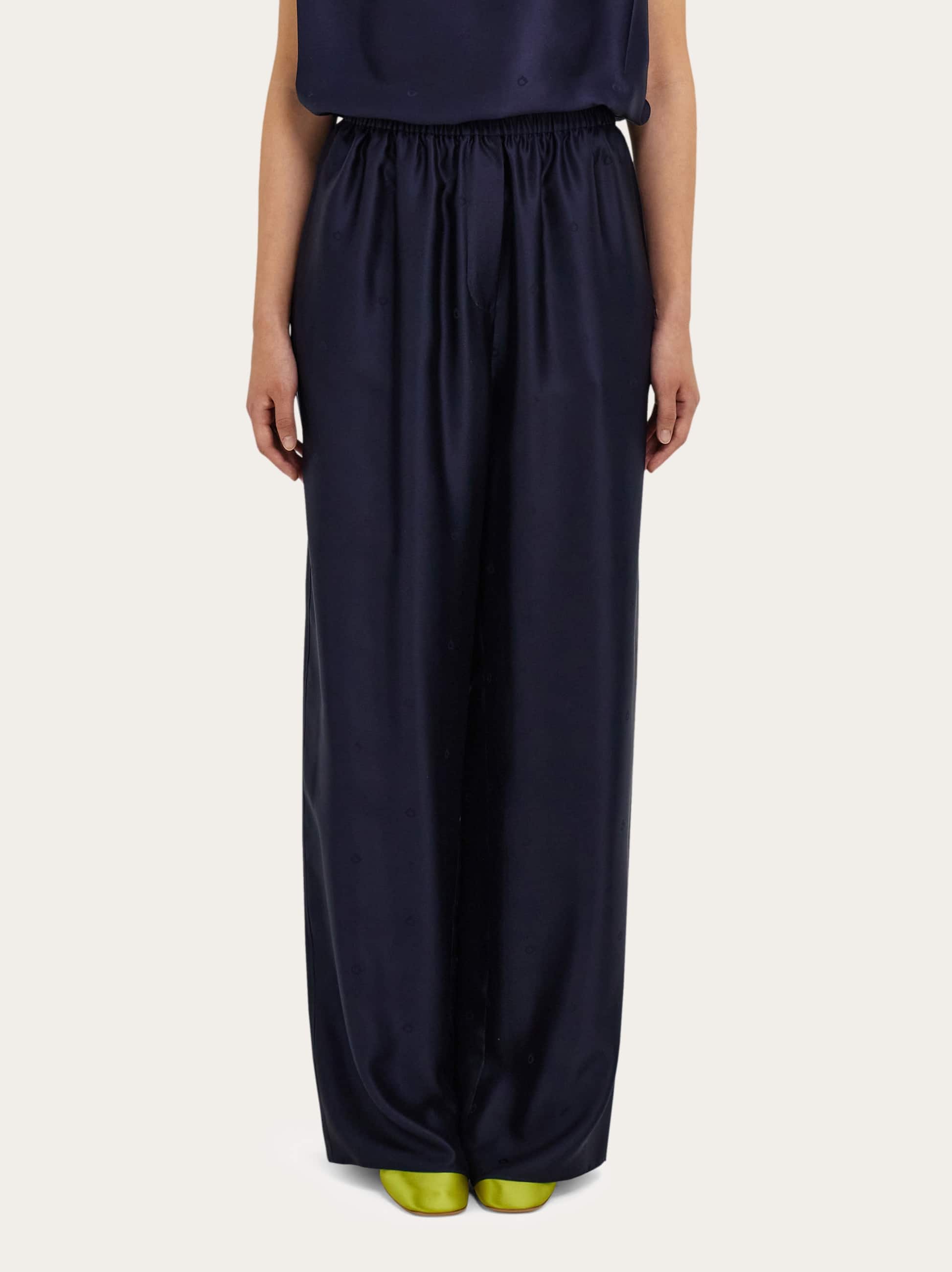  Ferragamo Damen Hose Aus Seide Blau 