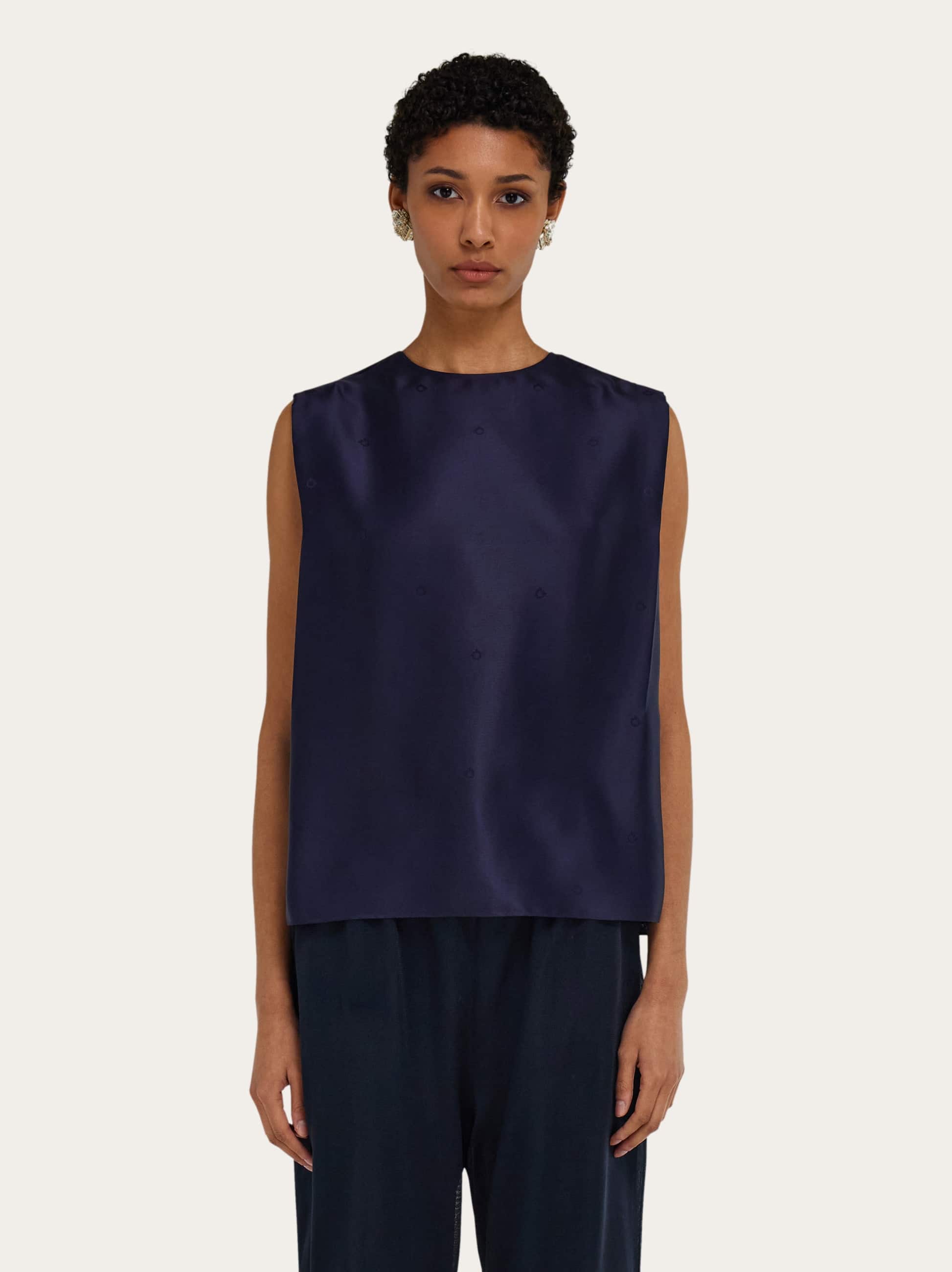  Ferragamo Damen ämelloses Top Aus Seide Blau 