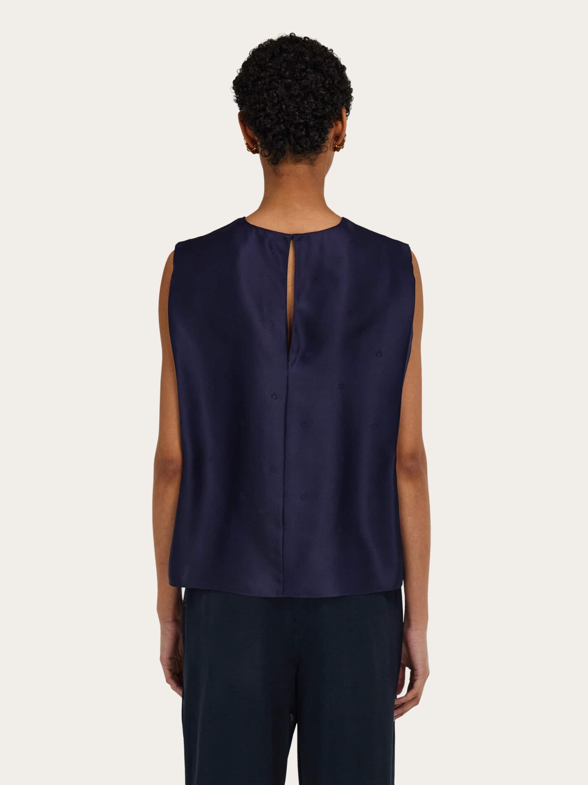  Ferragamo Damen ämelloses Top Aus Seide Blau 