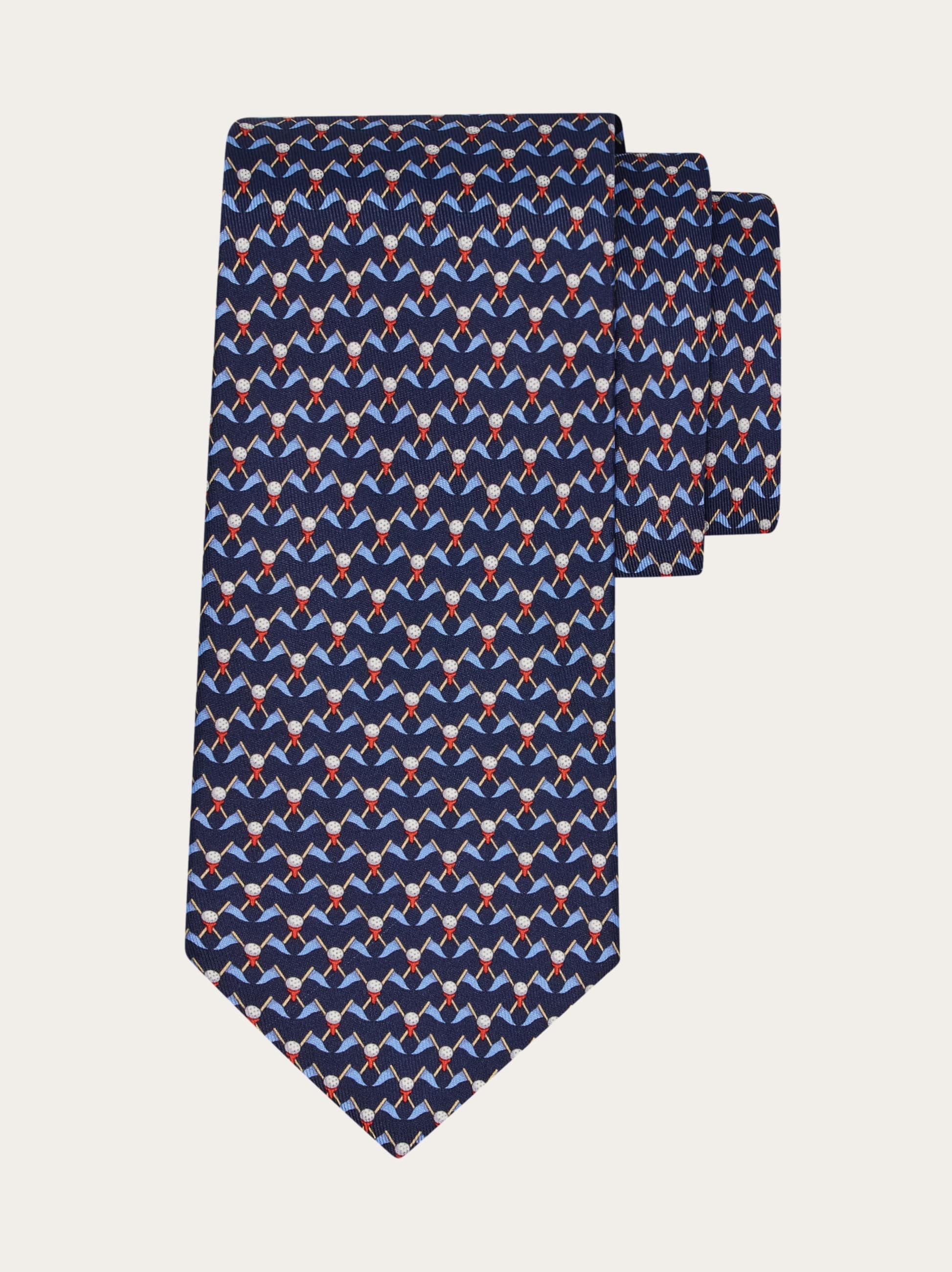 Ferragamo Men Club print silk tie Blue