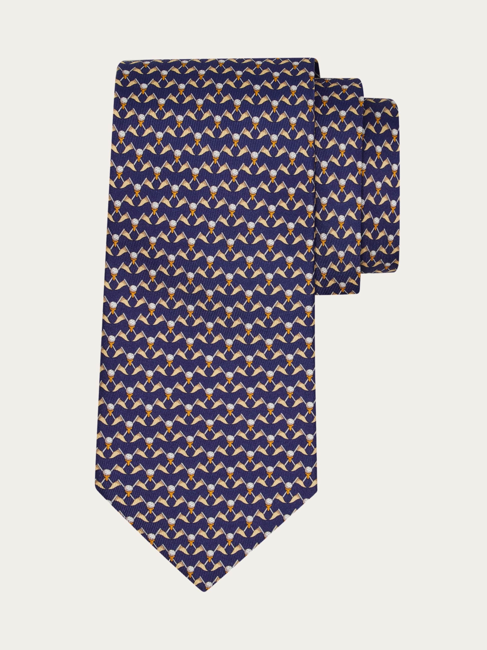 Ferragamo Men Club print silk tie Blue