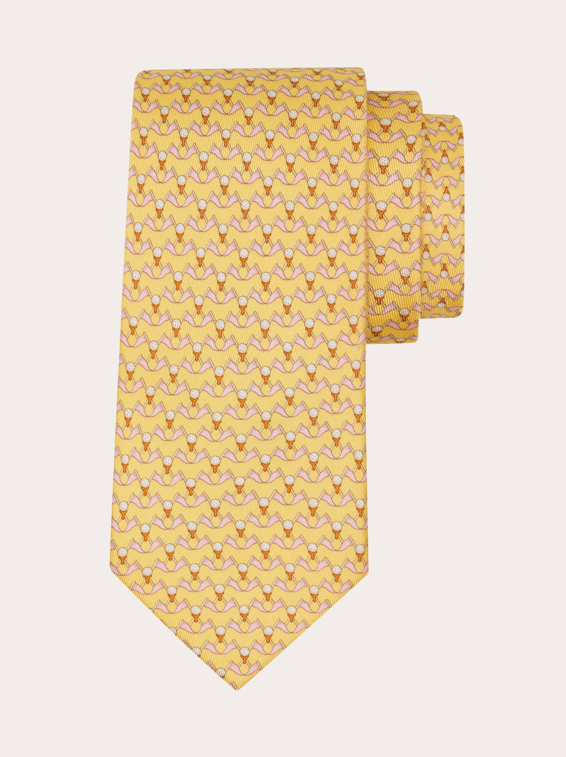 Ferragamo Men Club print silk tie Yellow