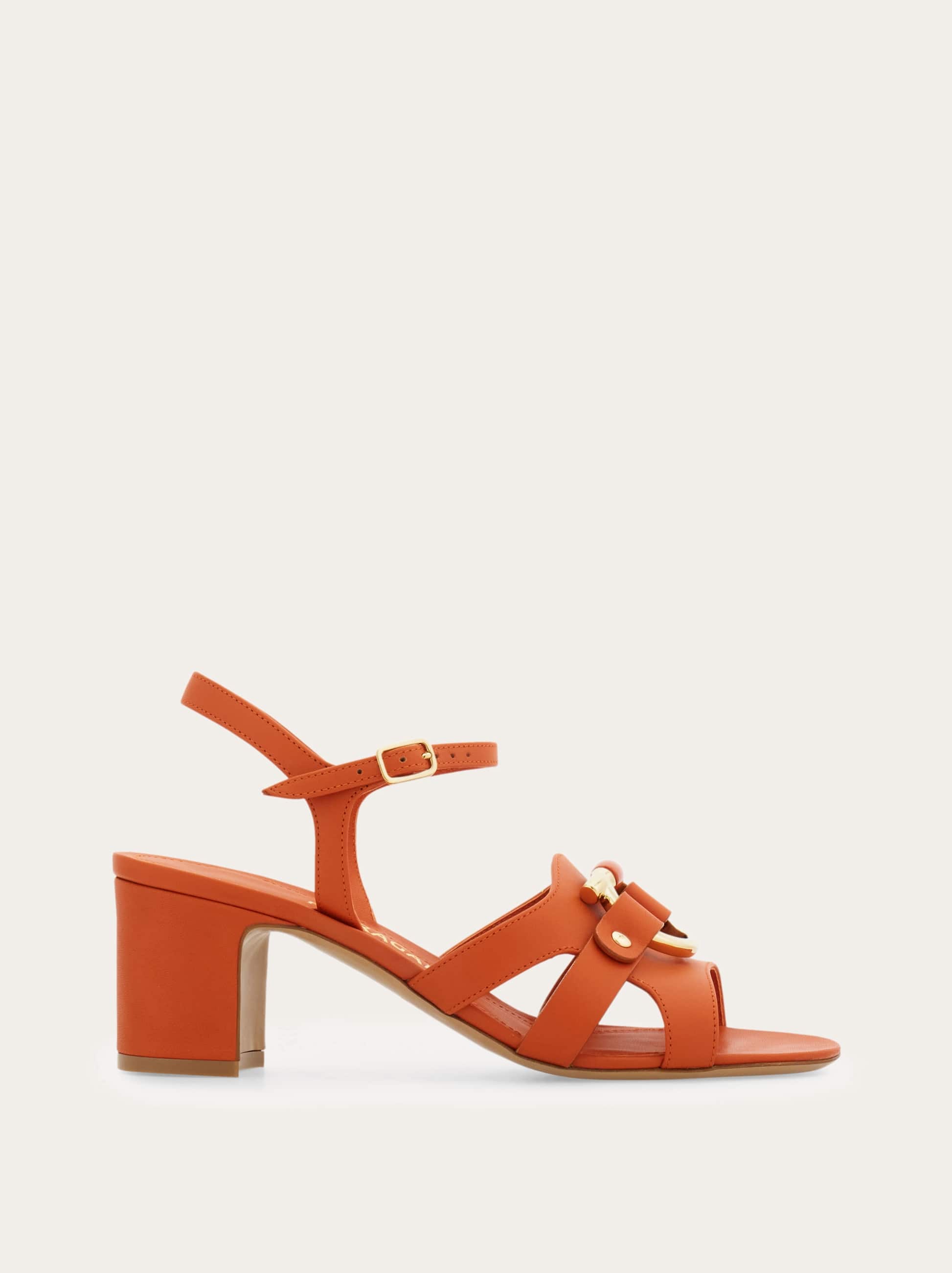 Ferragamo Women Gancini ornament sandal Orange Size 6