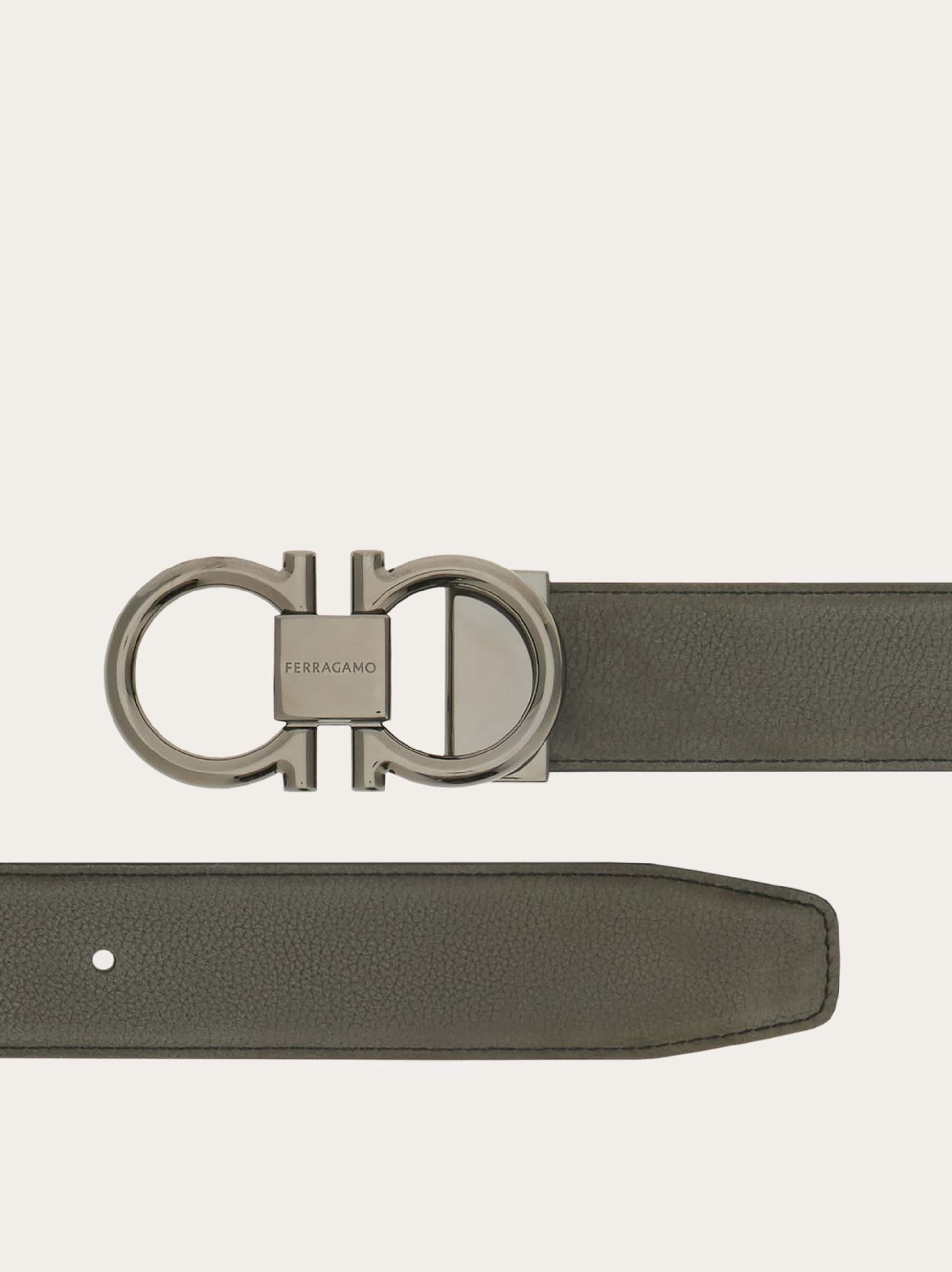  Ferragamo Herren Verstellbarer Gancini Gürtel Grau 