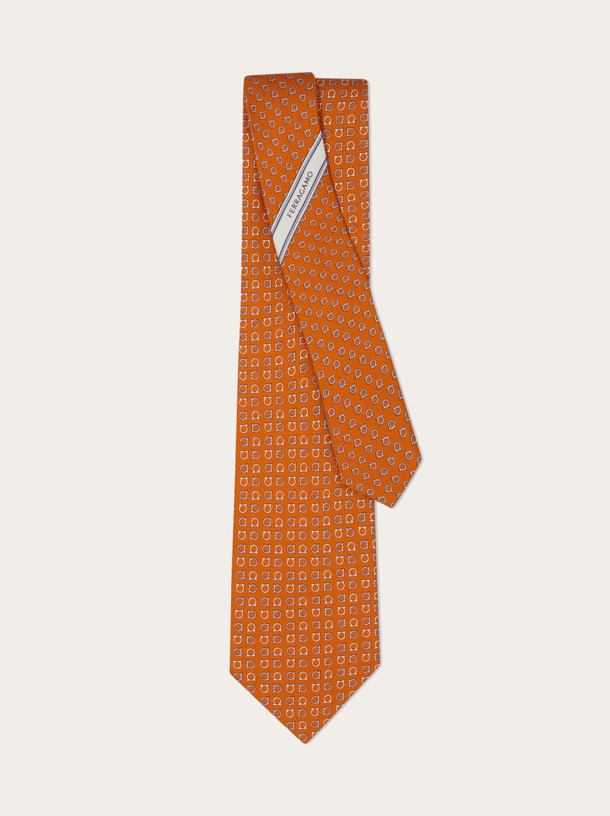  Ferragamo Herren Seidenkrawatte Mit Gancini-print Orange 
