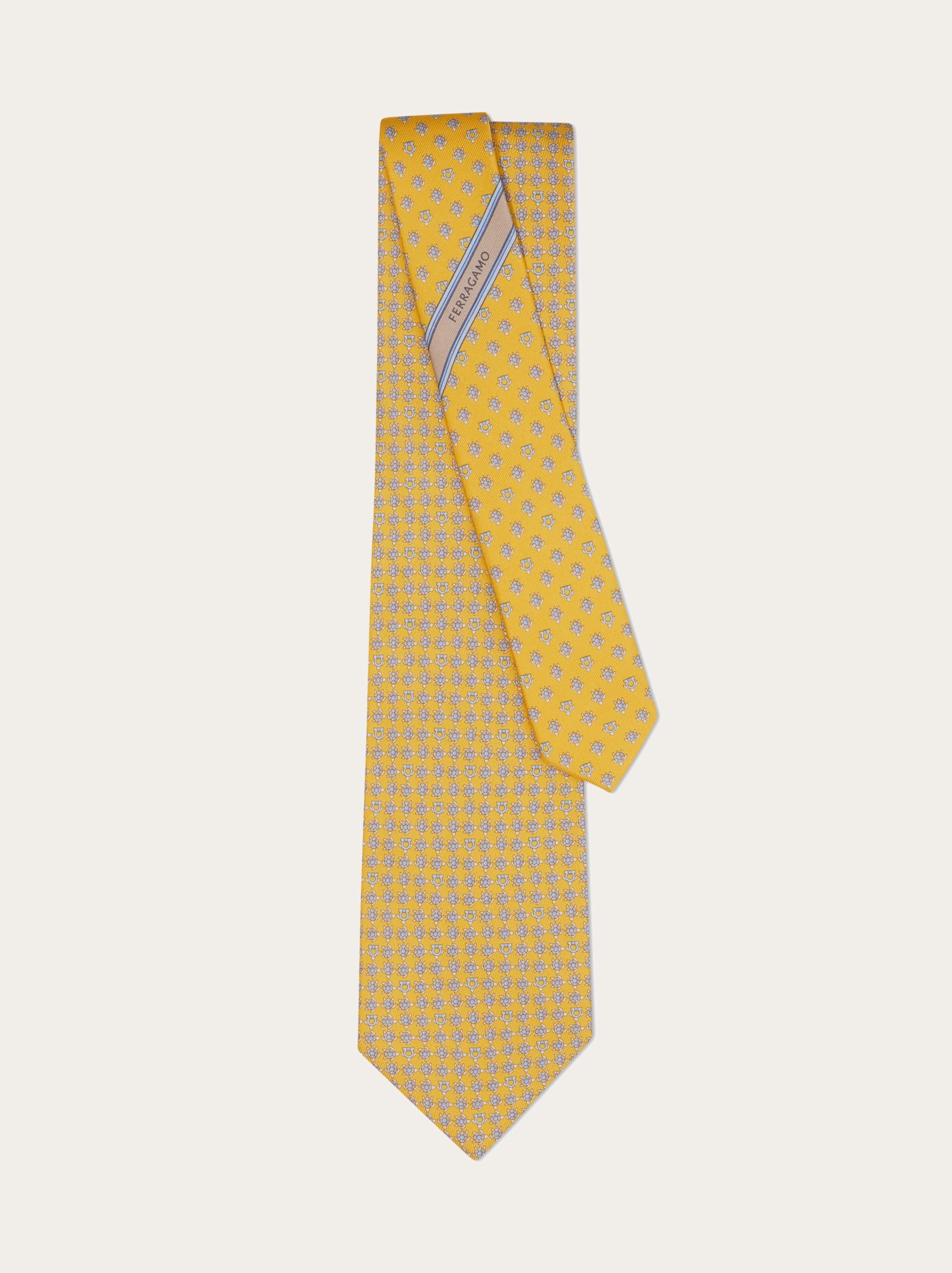  Ferragamo Herren Seidenkrawatte Mit Schildkröten-print Gelb 
