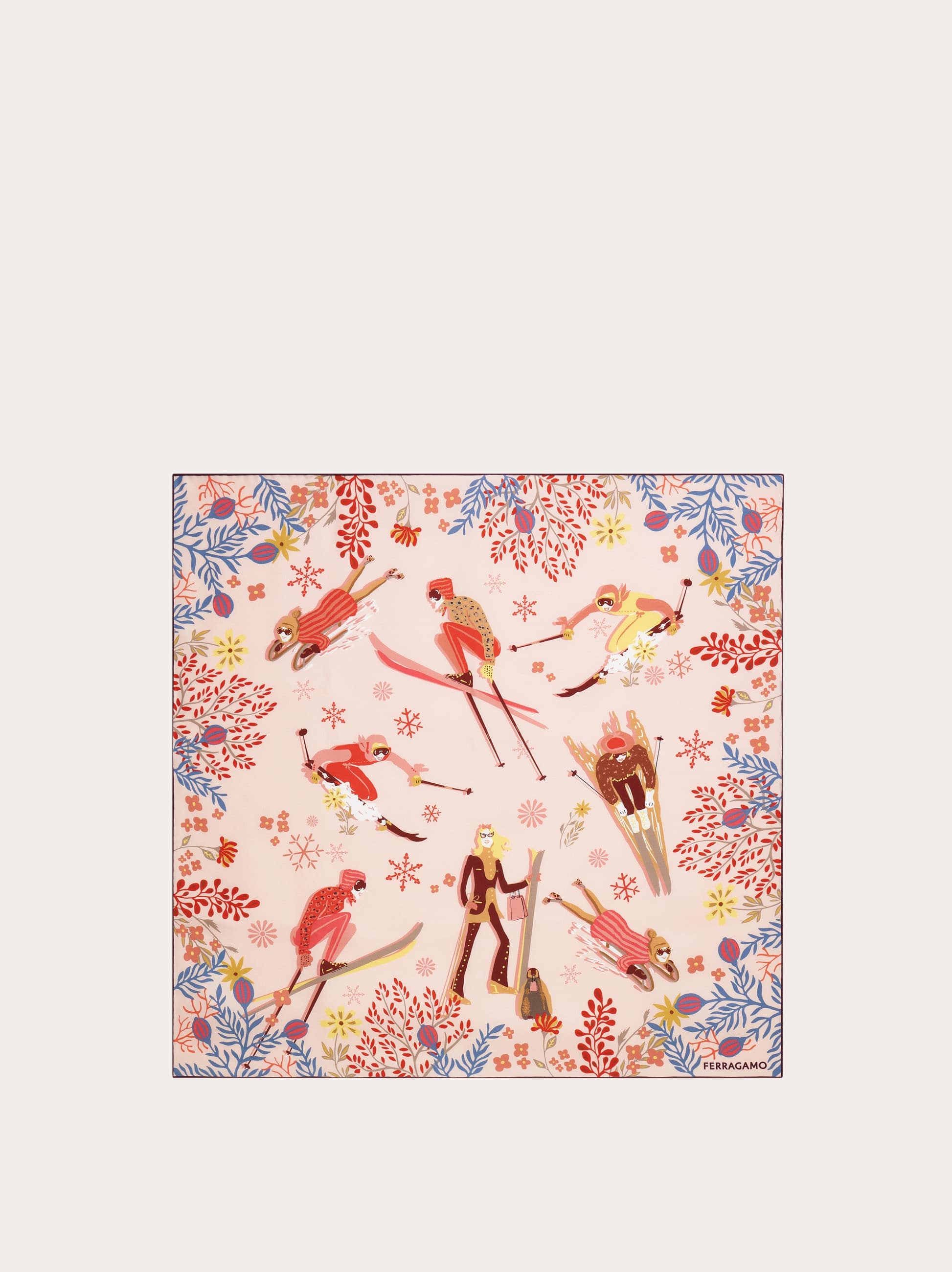 Ferragamo Donna Foulard in seta stampa Winter Alpine Rosa