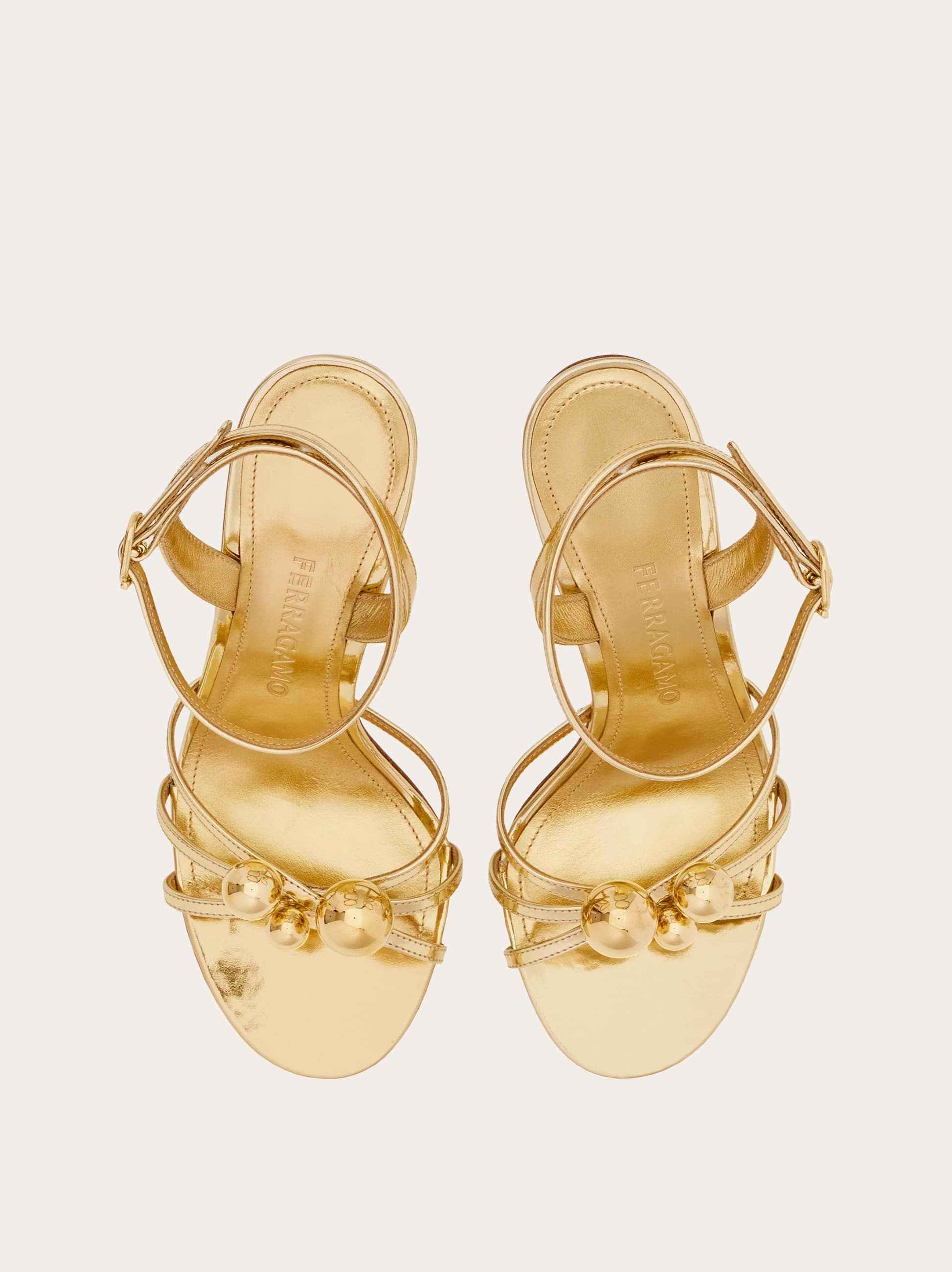  Ferragamo Damen Sandale Mit Kugelabsatz Gold Größe 35.5 