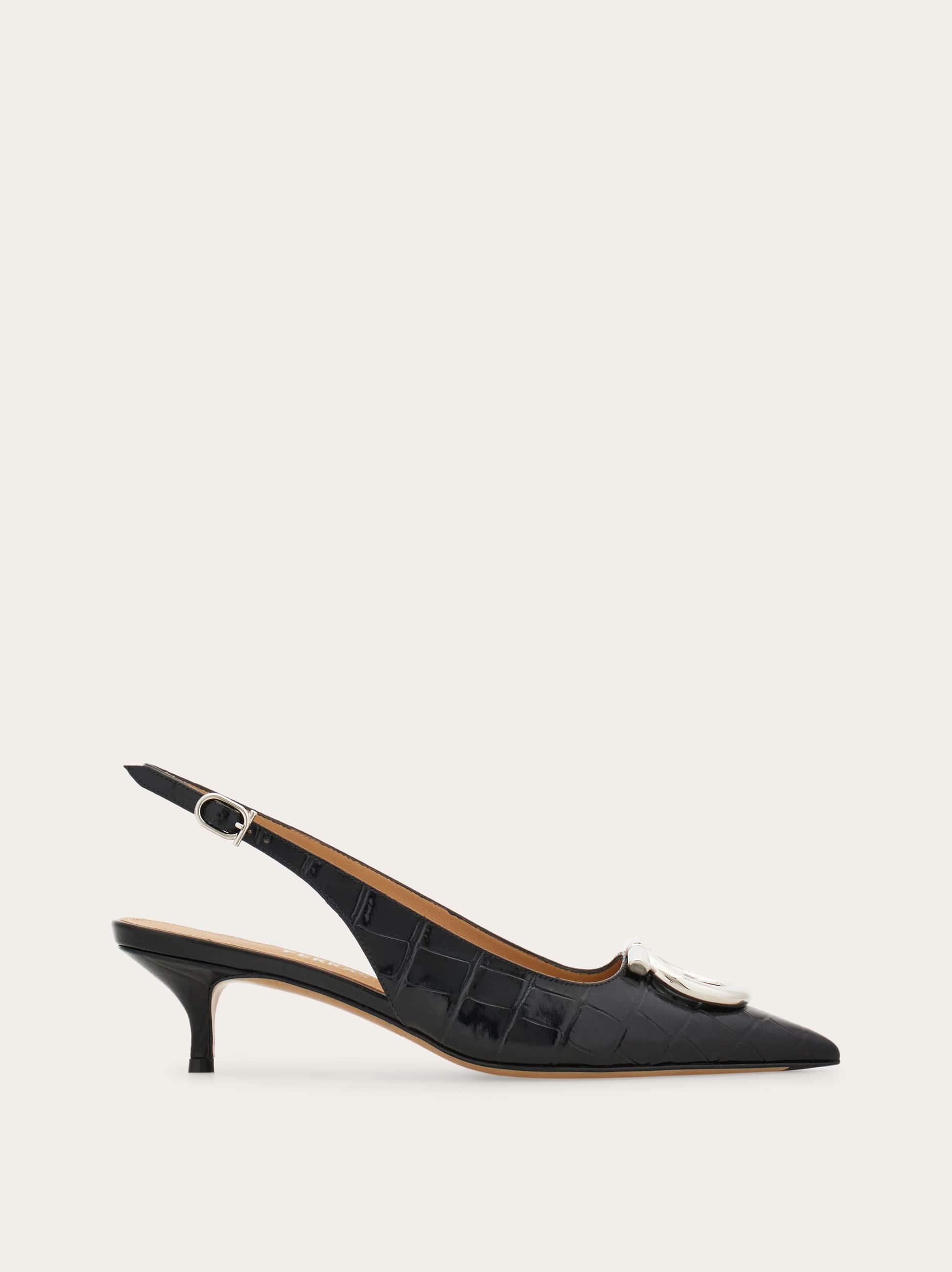 Ferragamo Women Maxi Gancini slingback Black Size 6.5