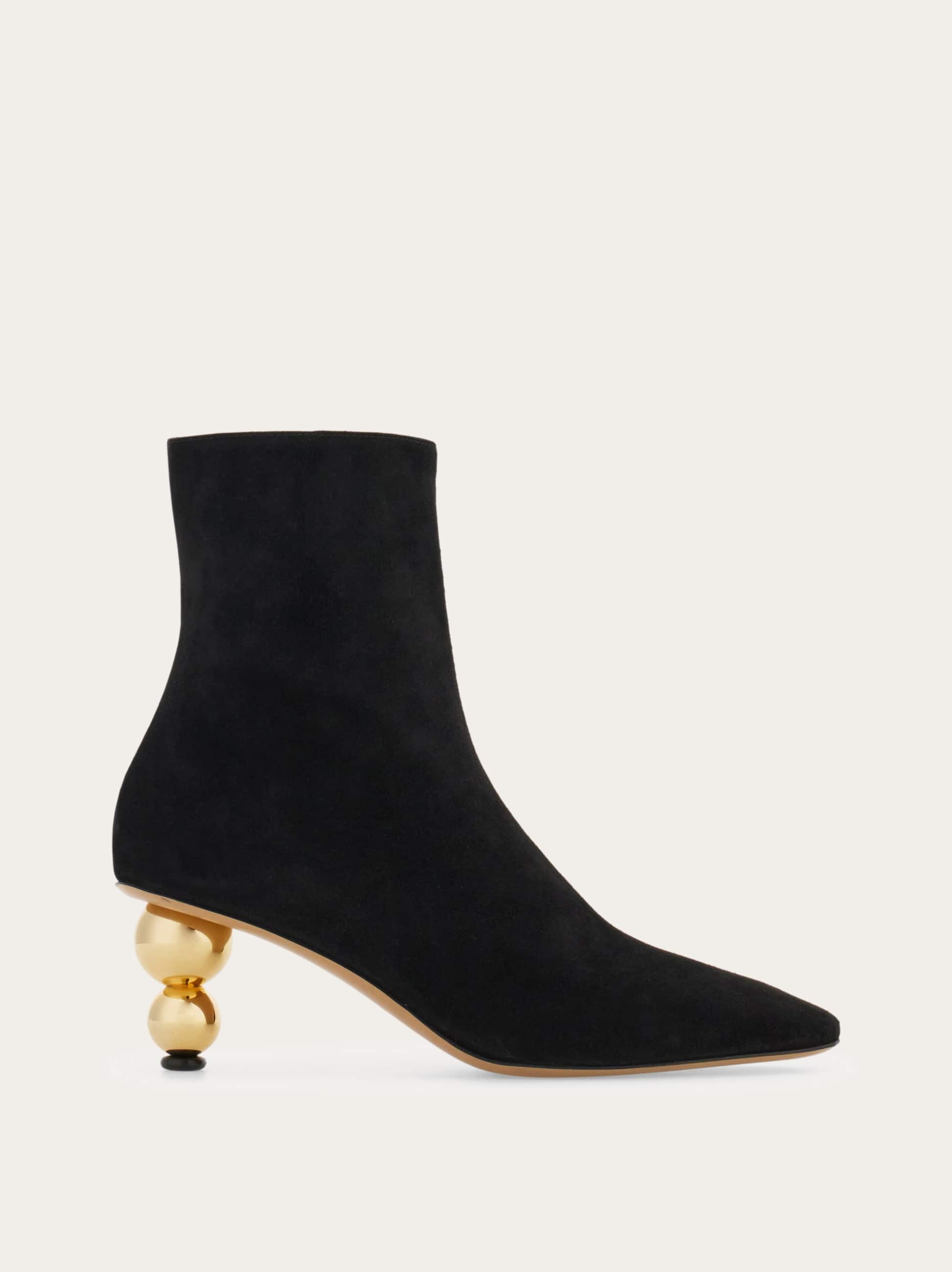 Ferragamo Spherical Heel Ankle Boot In Black
