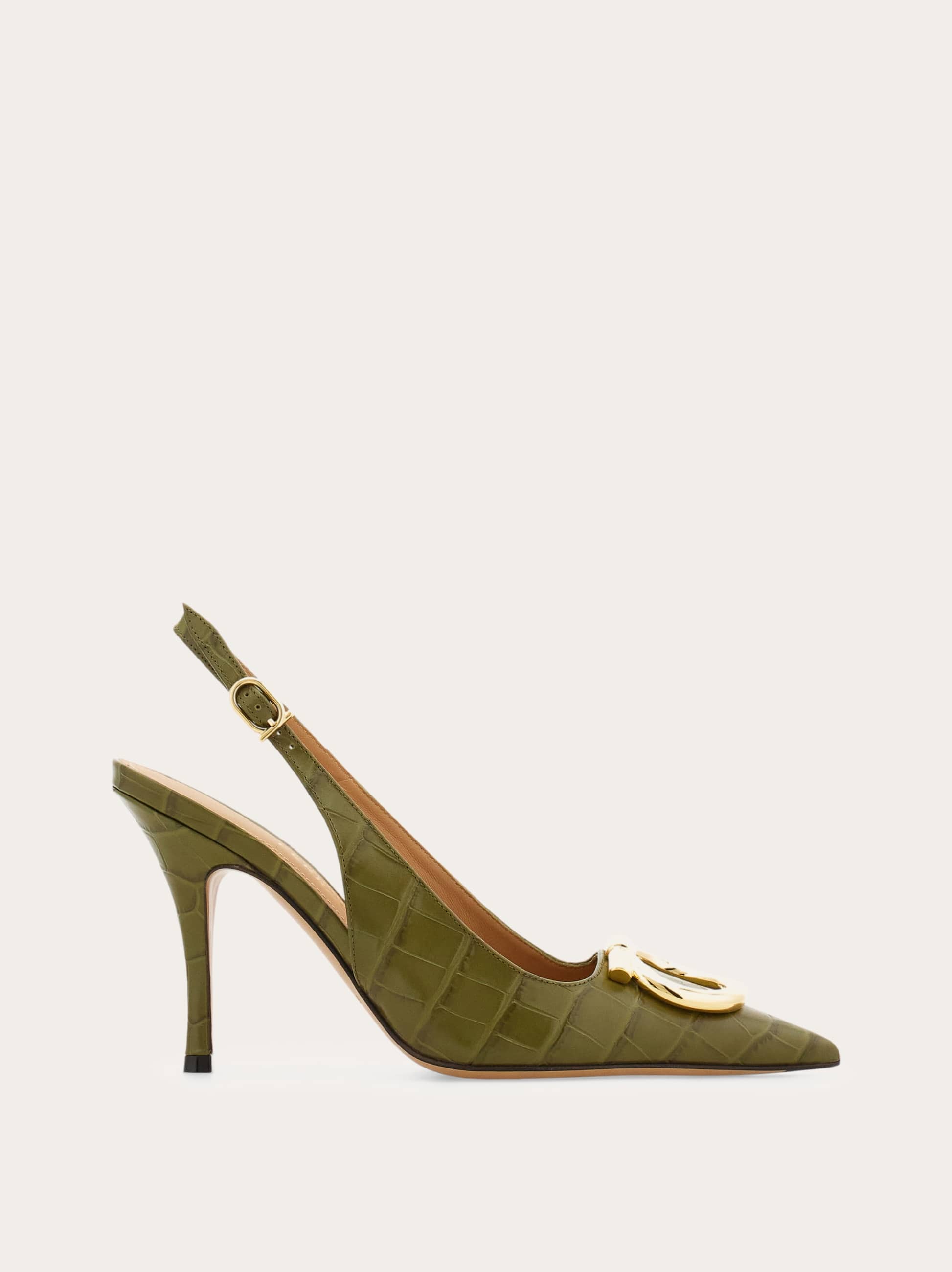 Ferragamo Donna Slingback maxi Gancini Verde Taglia 36.5