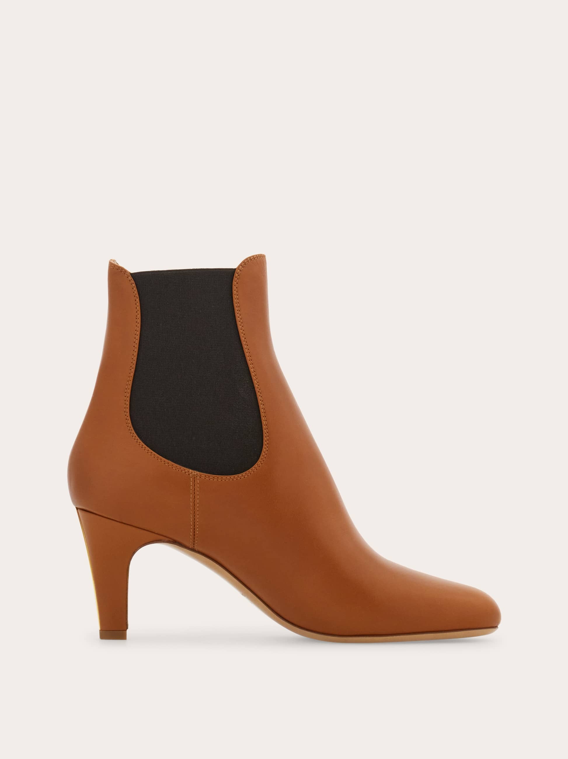 Ferragamo Mid Heel Chelsea Boot In Brown
