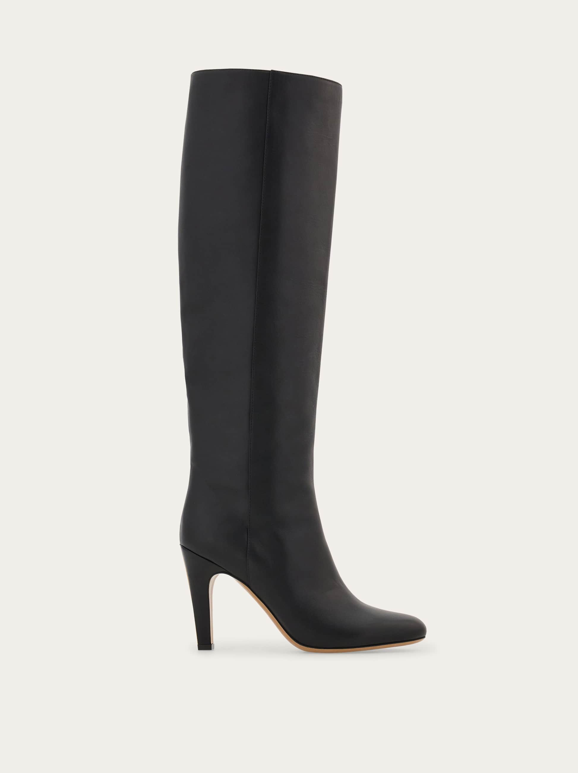 Ferragamo Knee High Boot In Black