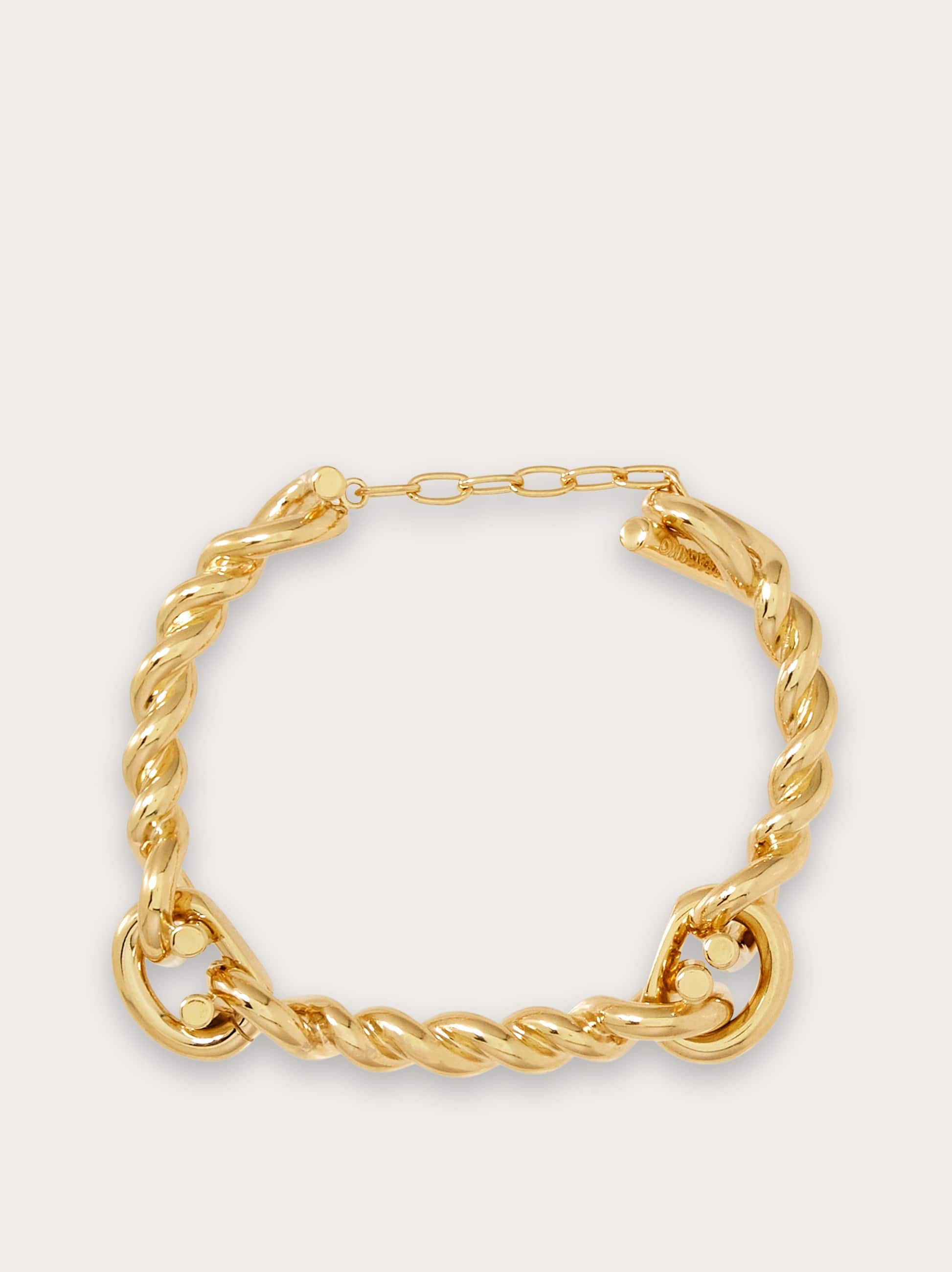 Ferragamo Gancini Twisted Bracelet (l) In Gold
