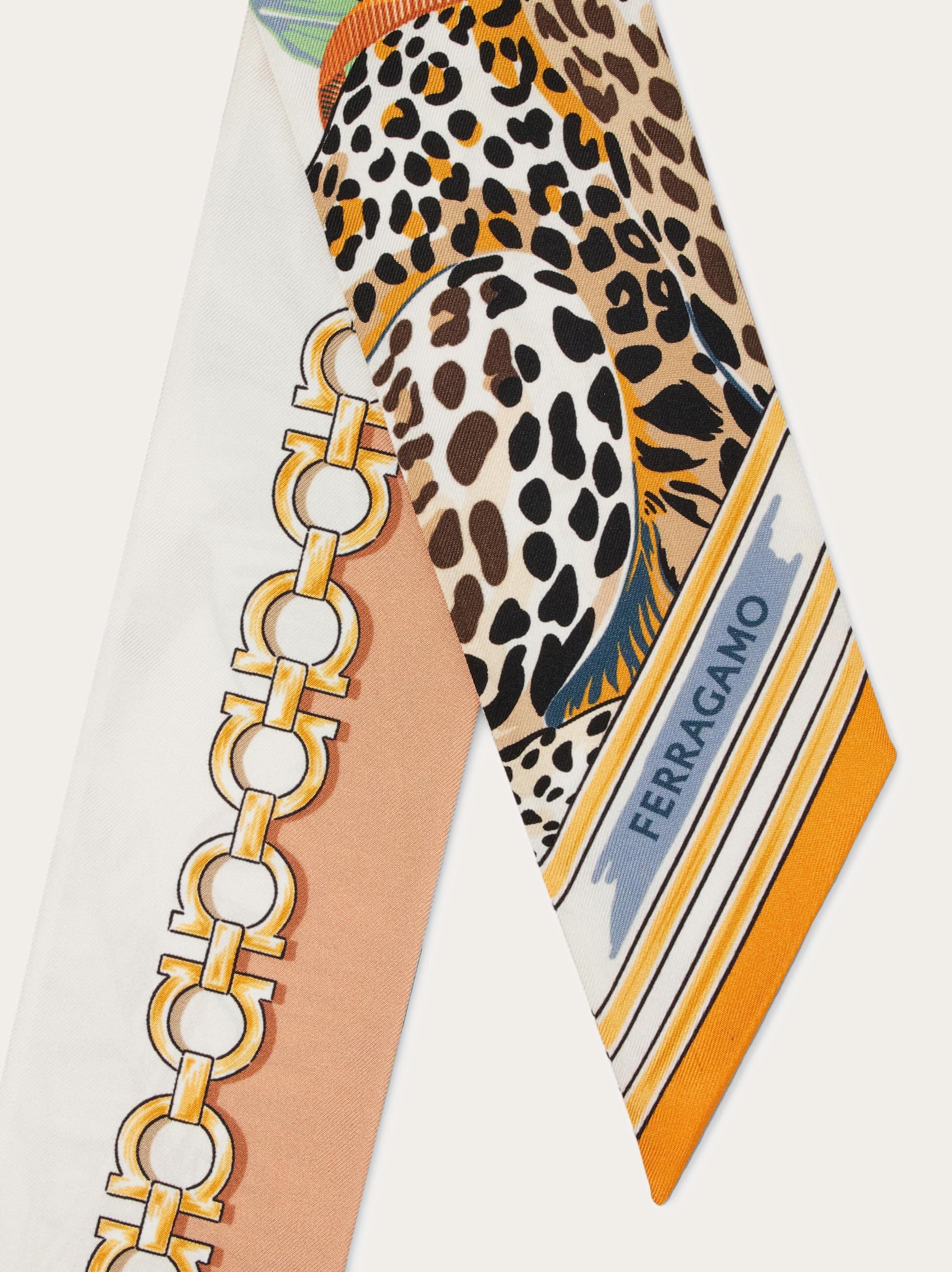  Ferragamo Damen Mini-bandeau-tuch Raubkatzen-print Orange 