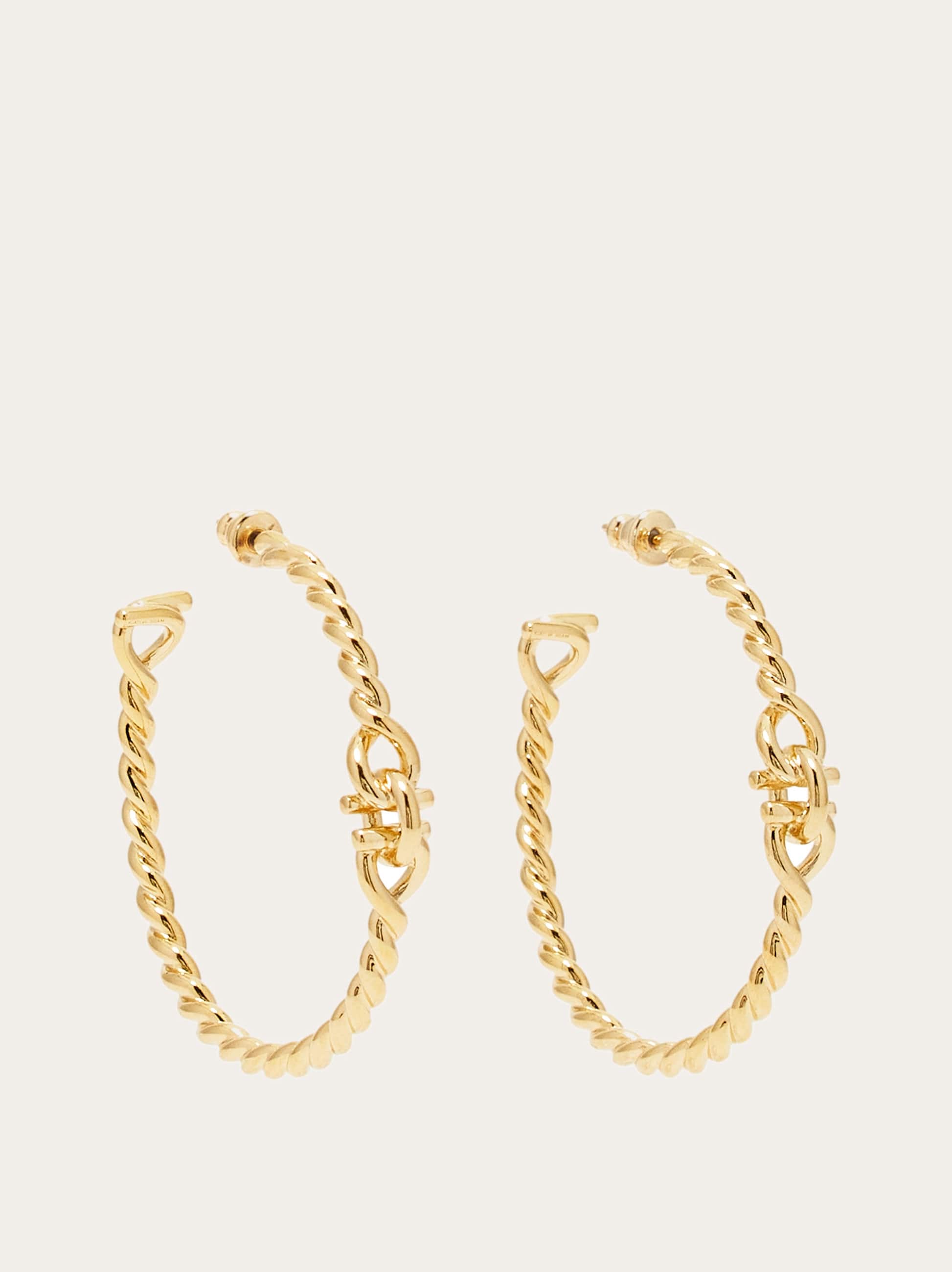 Ferragamo Women Twisted chain Gancini hoop earrings (L) Gold