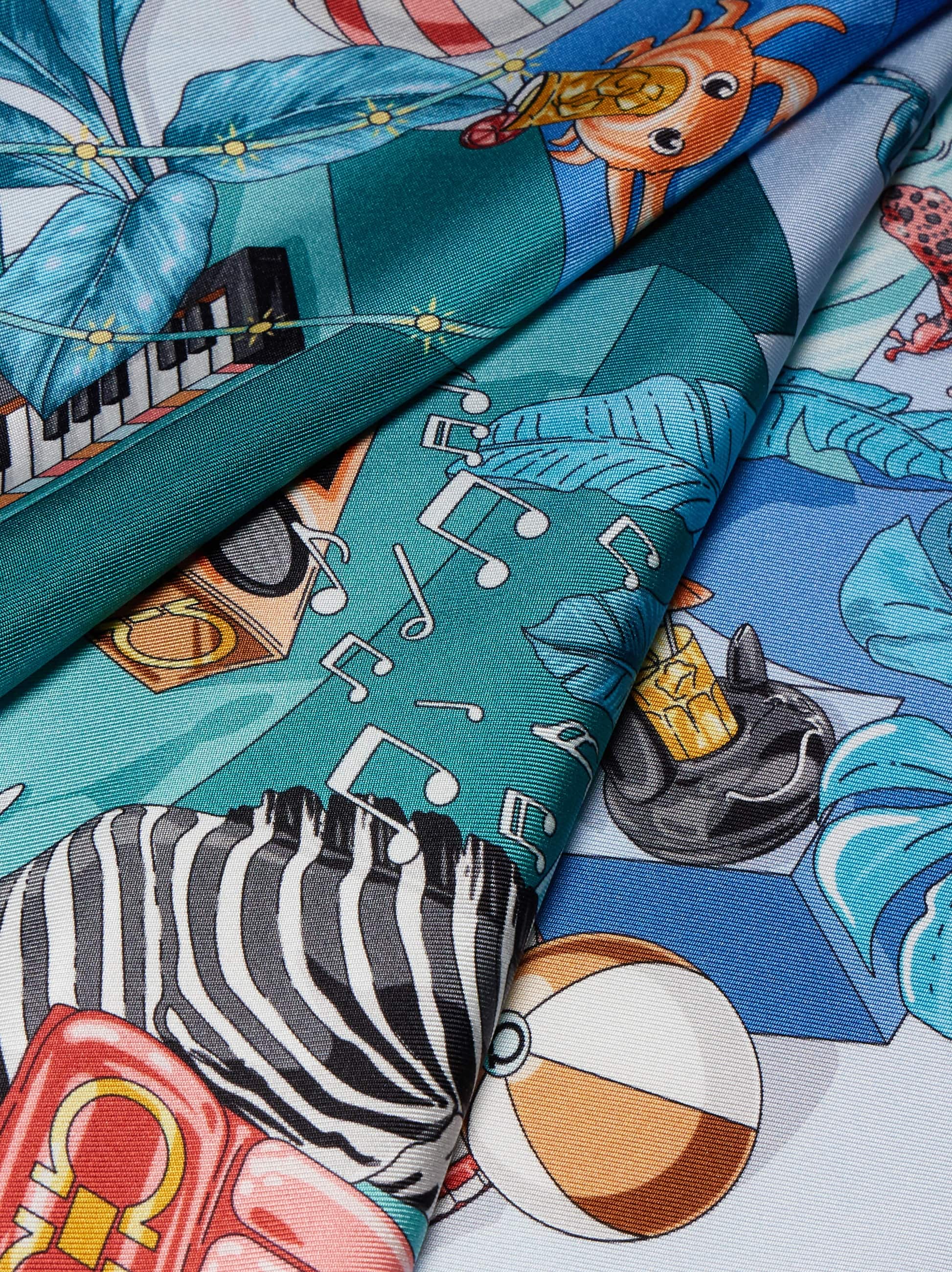  Ferragamo Damen Seidenhalstuch Mit Jungle-party-print Blau 
