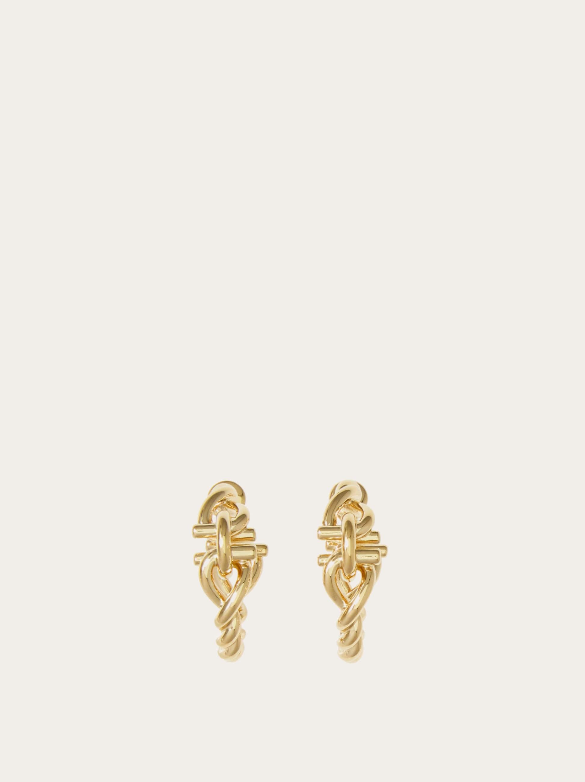Ferragamo Women's Gold Twisted Chain Gancini Hoop Earrings (S)