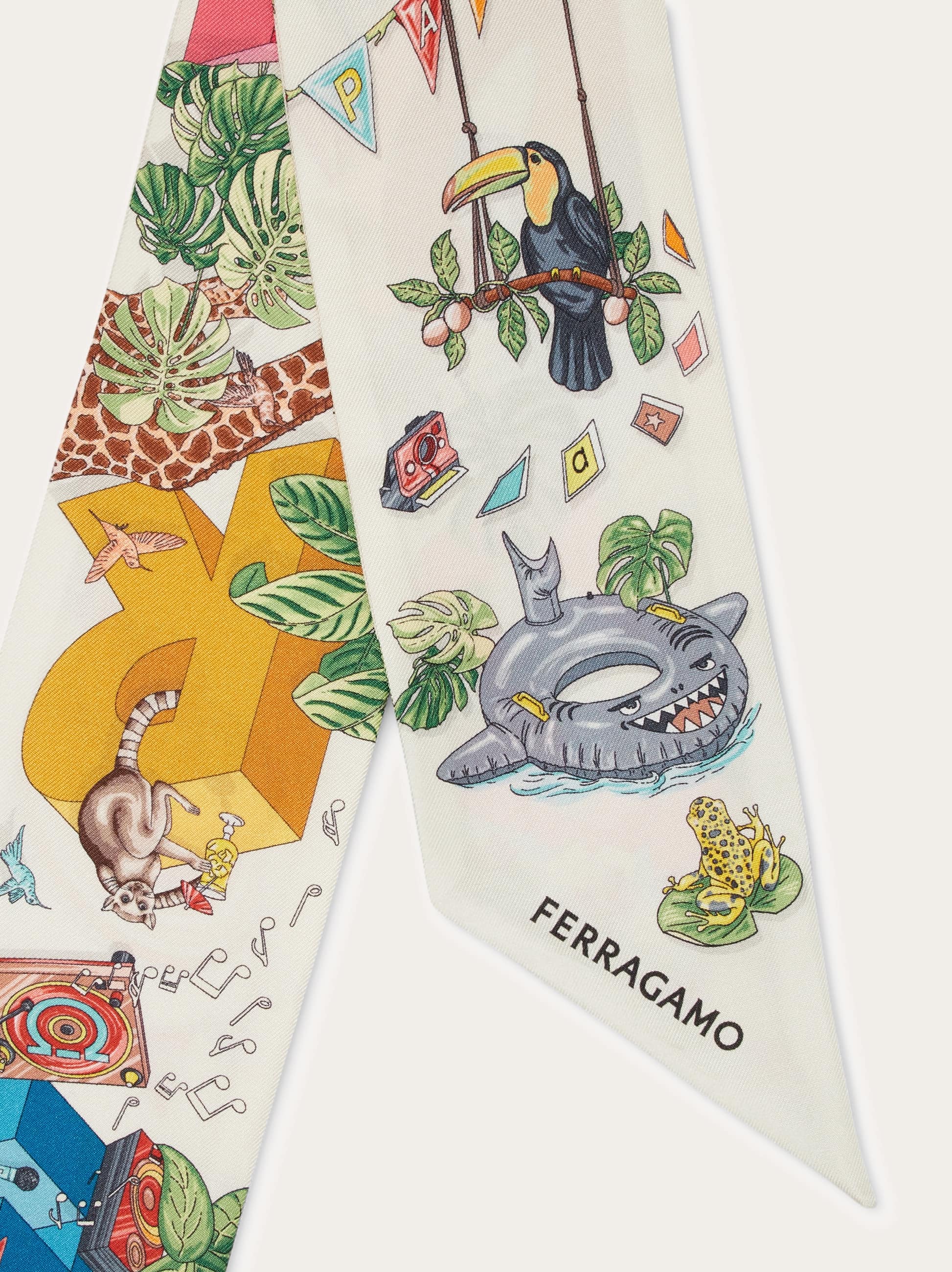 Ferragamo Damen Mini-bandeau-tuch Mit Jungle-party-print Mehrfarbig 