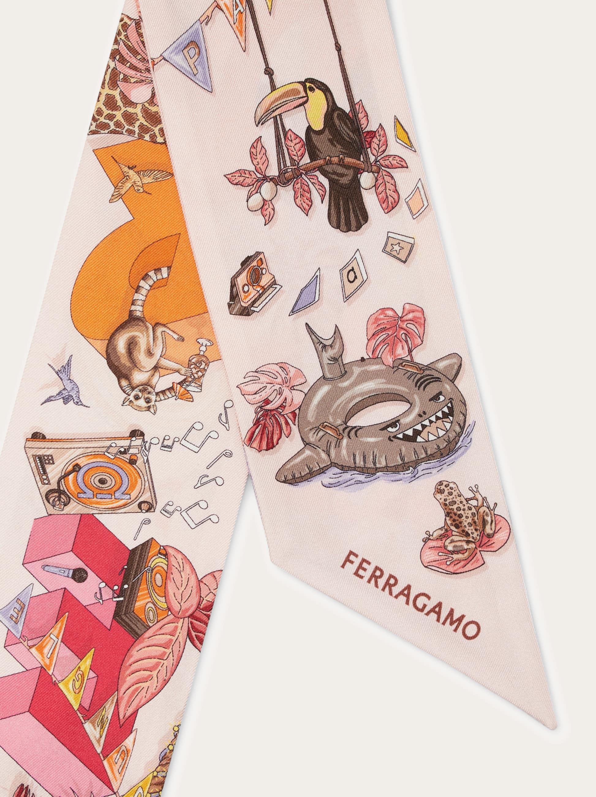  Ferragamo Damen Mini-bandeau-tuch Mit Jungle-party-print Rosa 