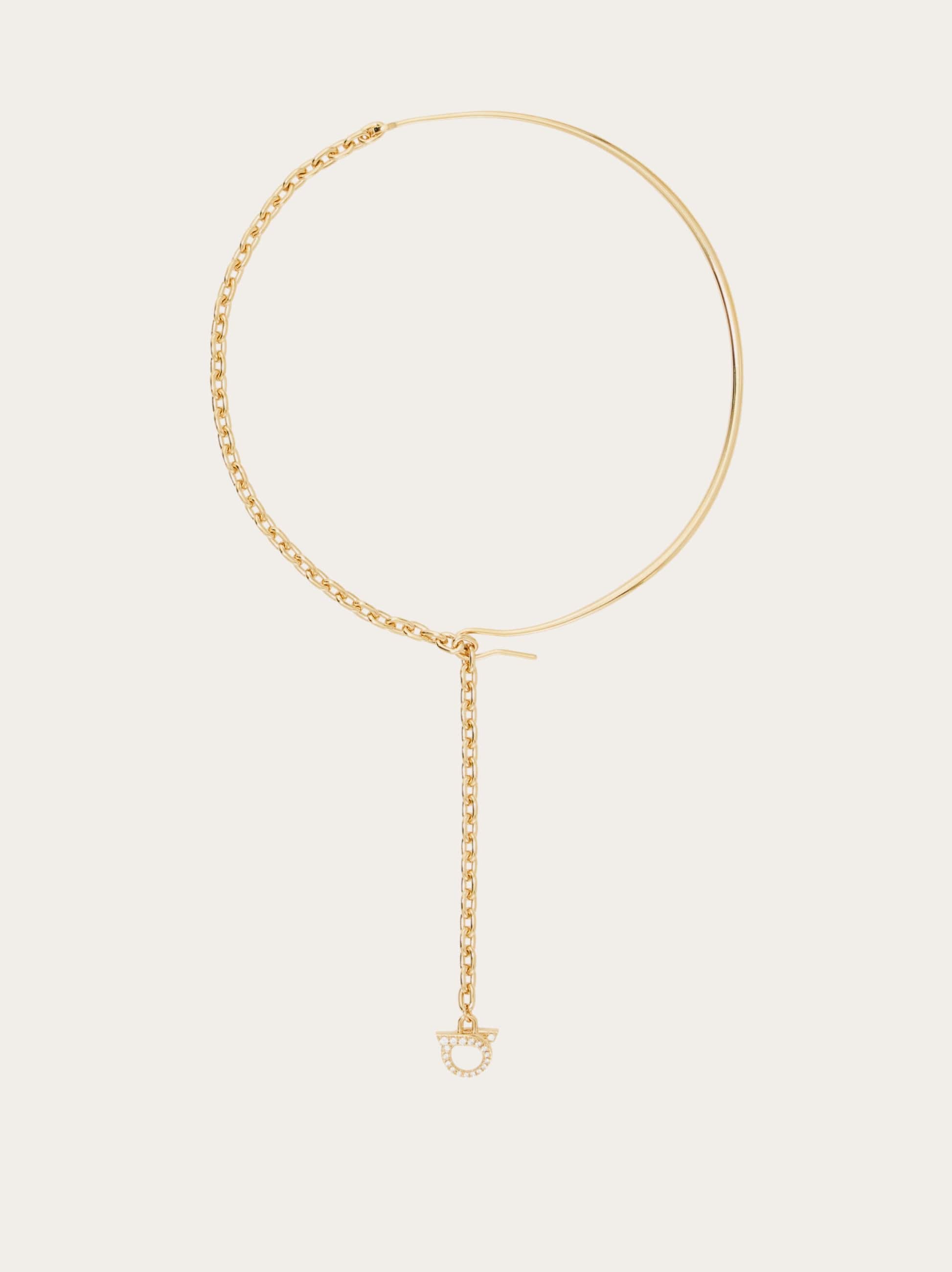 Ferragamo Women Crystal embellished Gancini necklace Gold
