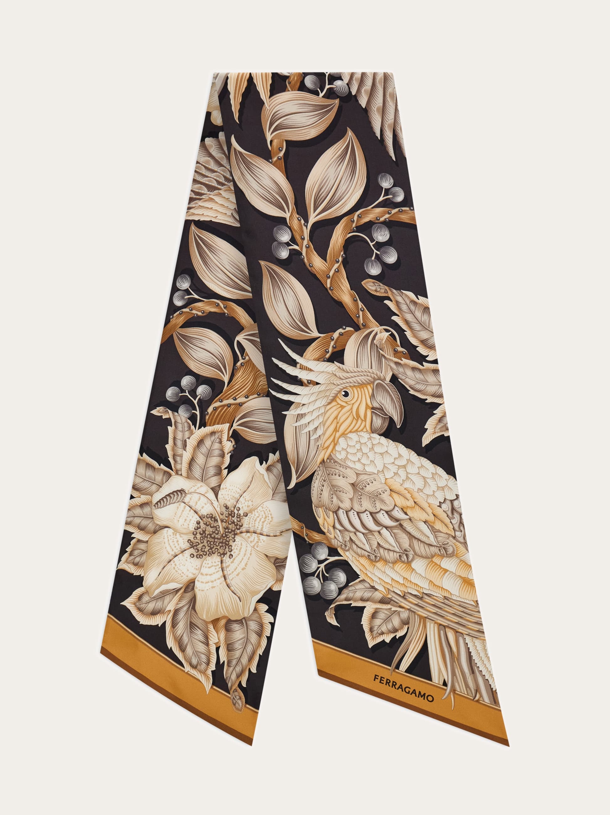 Ferragamo Donna Bandeau stampa Parrots Beige