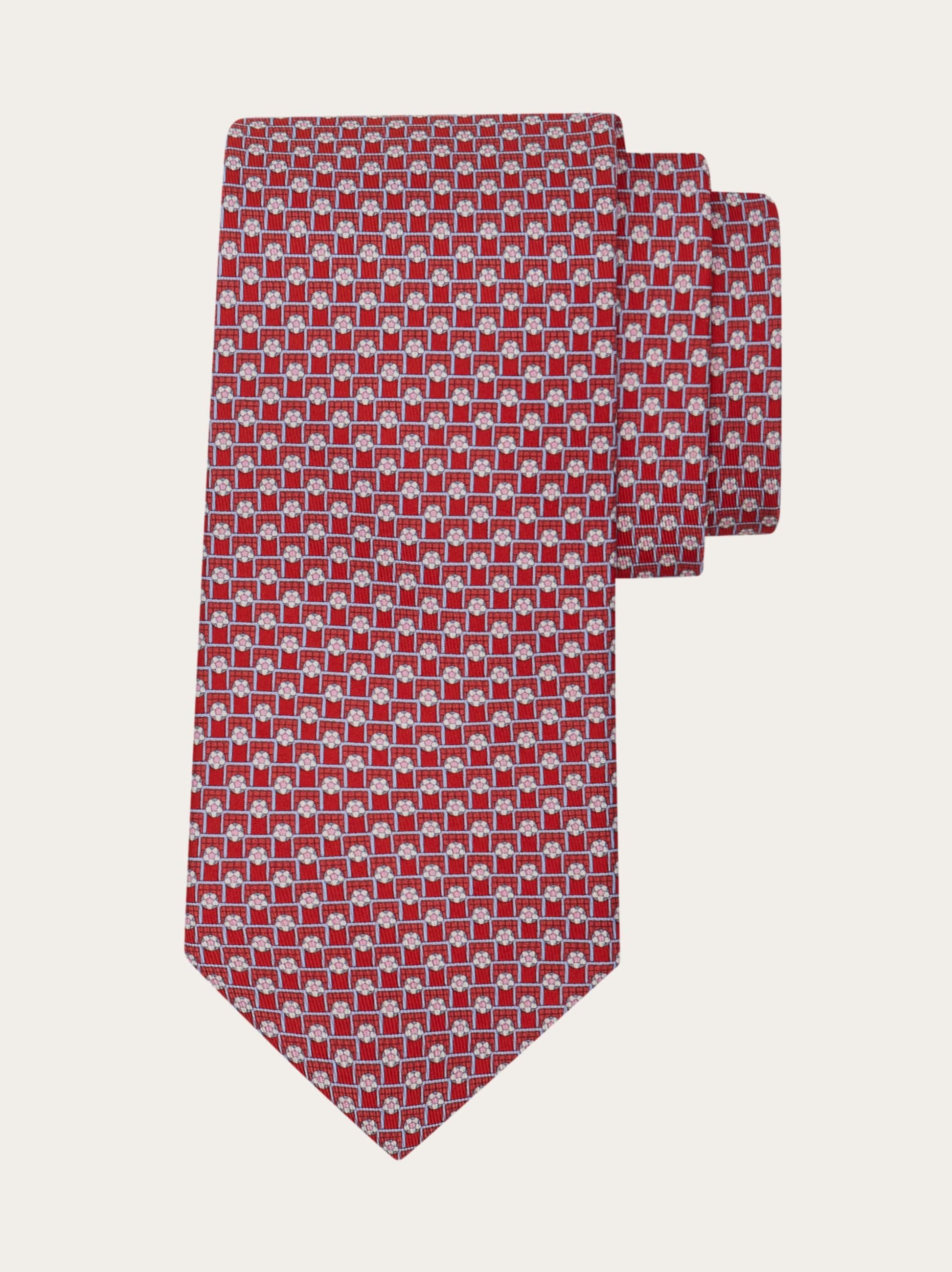 Ferragamo Men Tournament print silk tie Red
