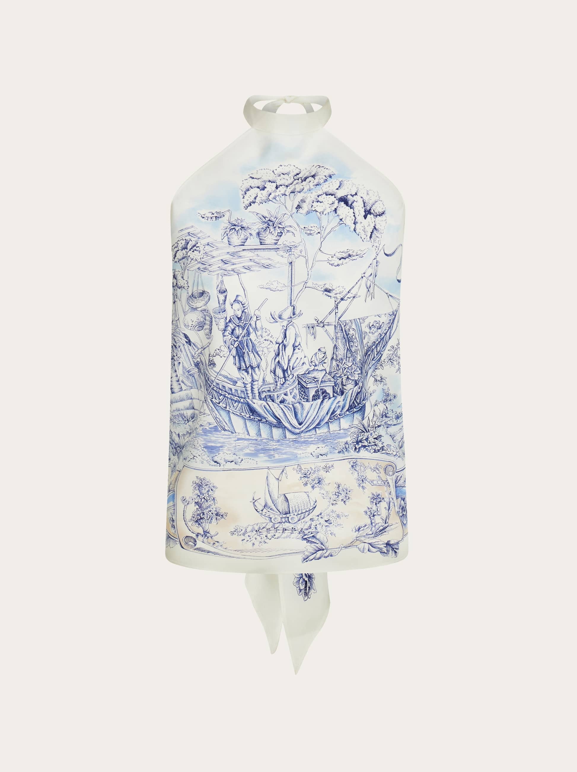 Ferragamo Donna Top a foulard stampa Etnica Blu