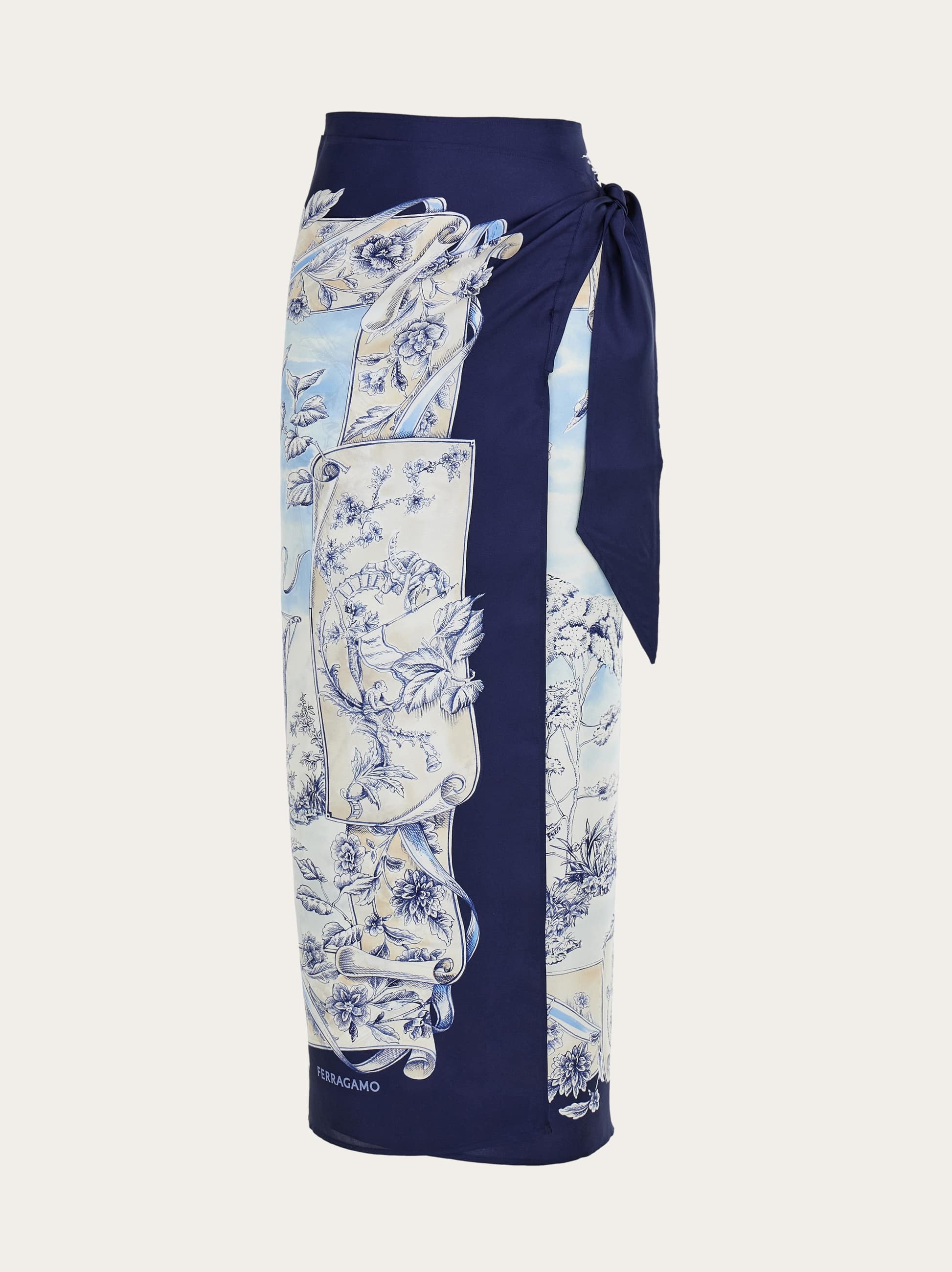Ferragamo Donna Sarong in seta stampa Etnica Blu