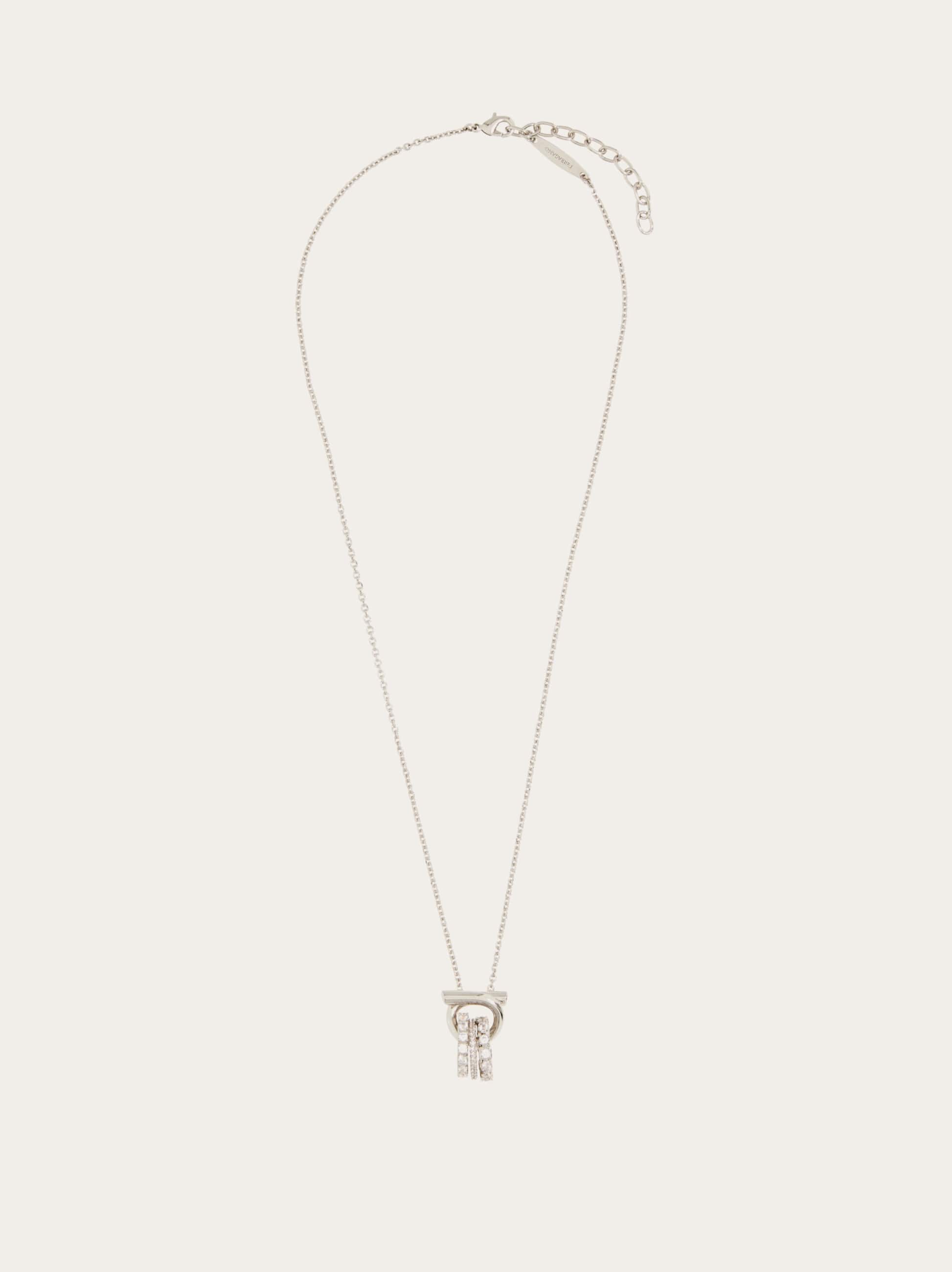 Ferragamo Women's Silver Gancini Pendant Necklace With Crystal Rings