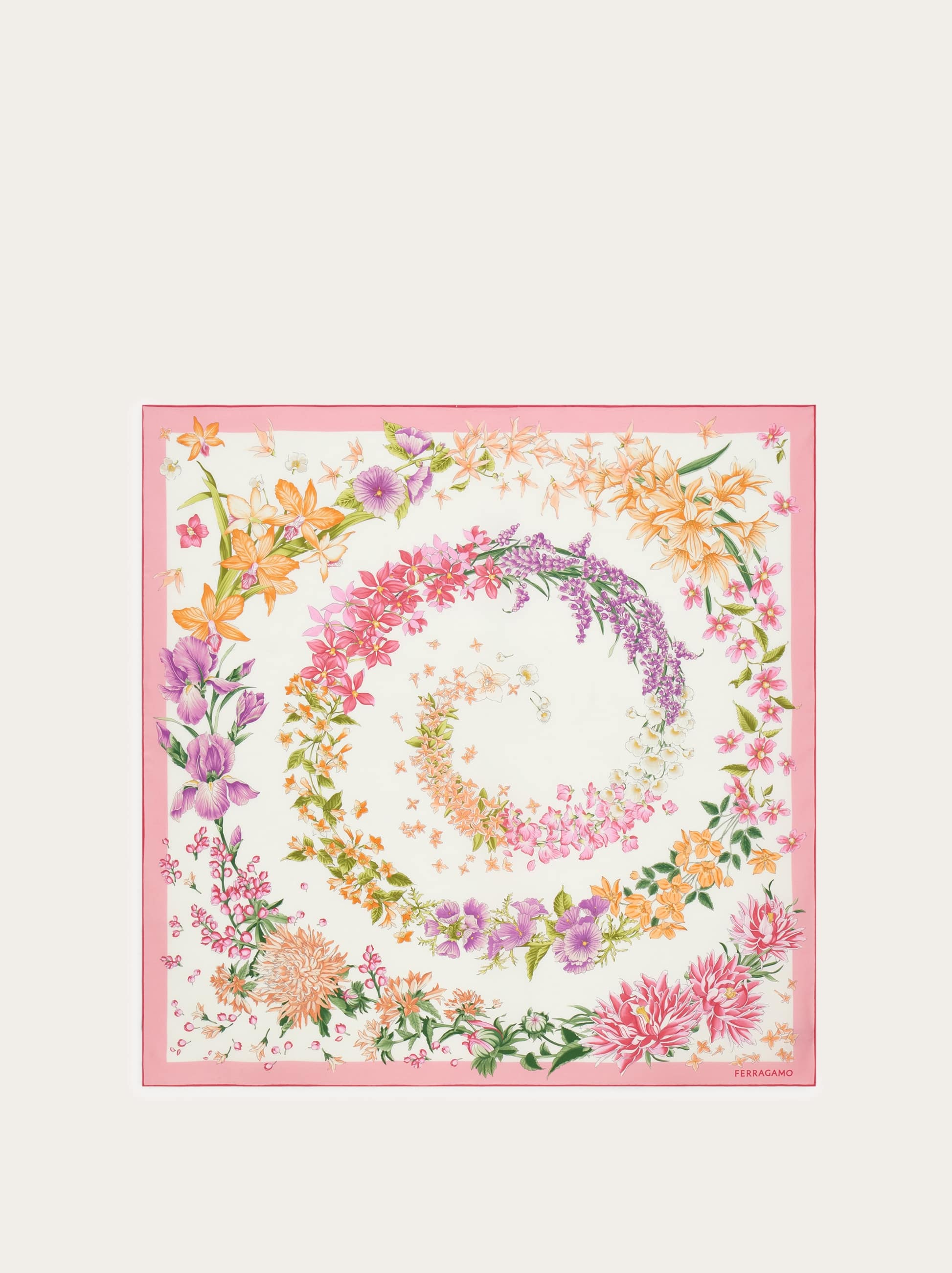 Ferragamo Donna Foulard in seta stampa Primavera Rosa