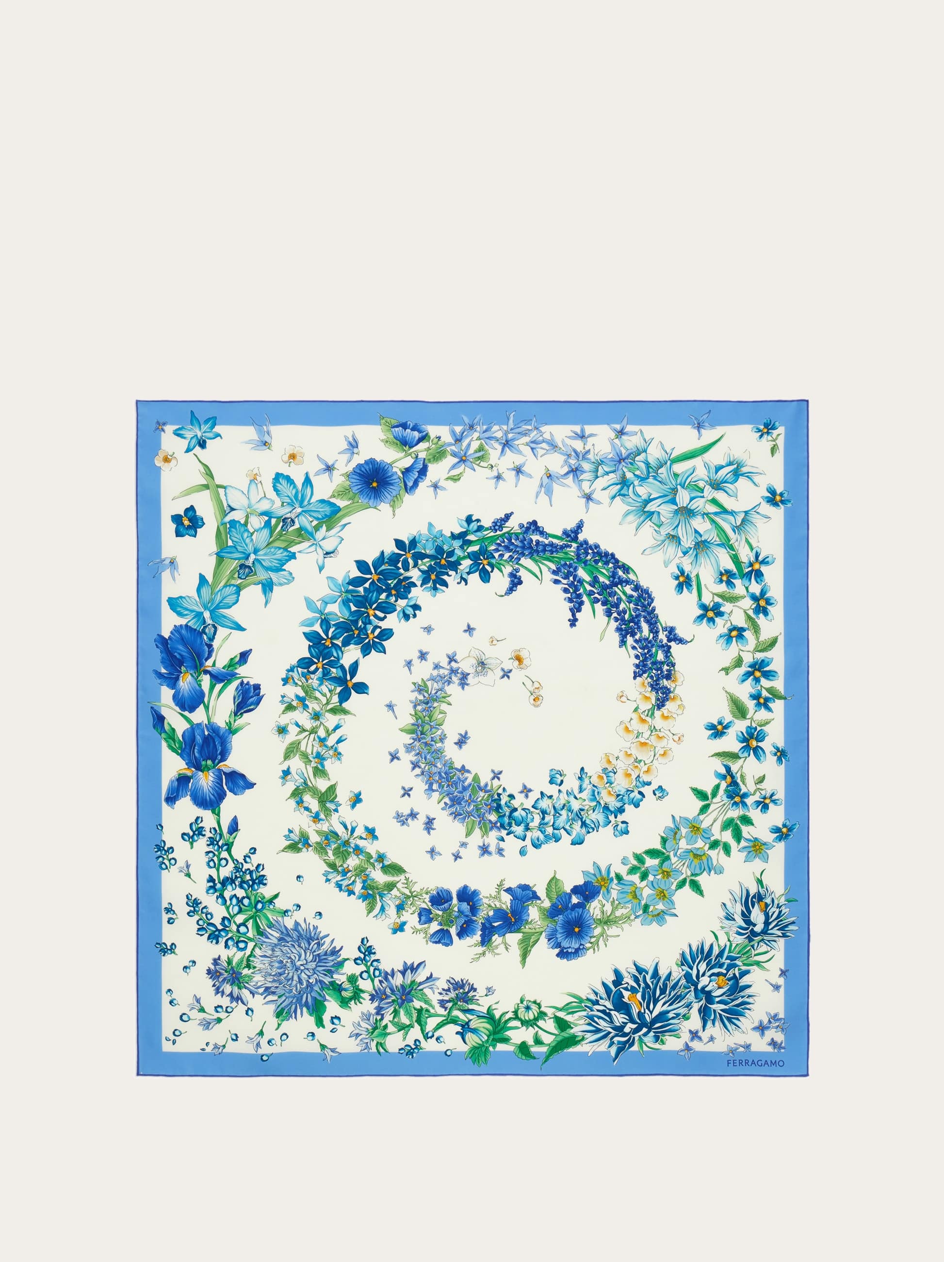 Ferragamo Donna Foulard in seta stampa Primavera Blu