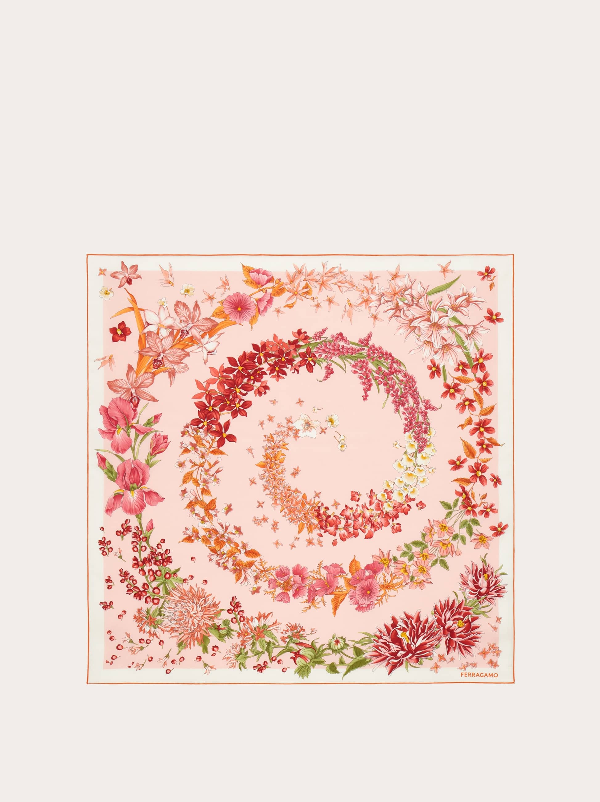 Ferragamo Women Spring print silk foulard Orange