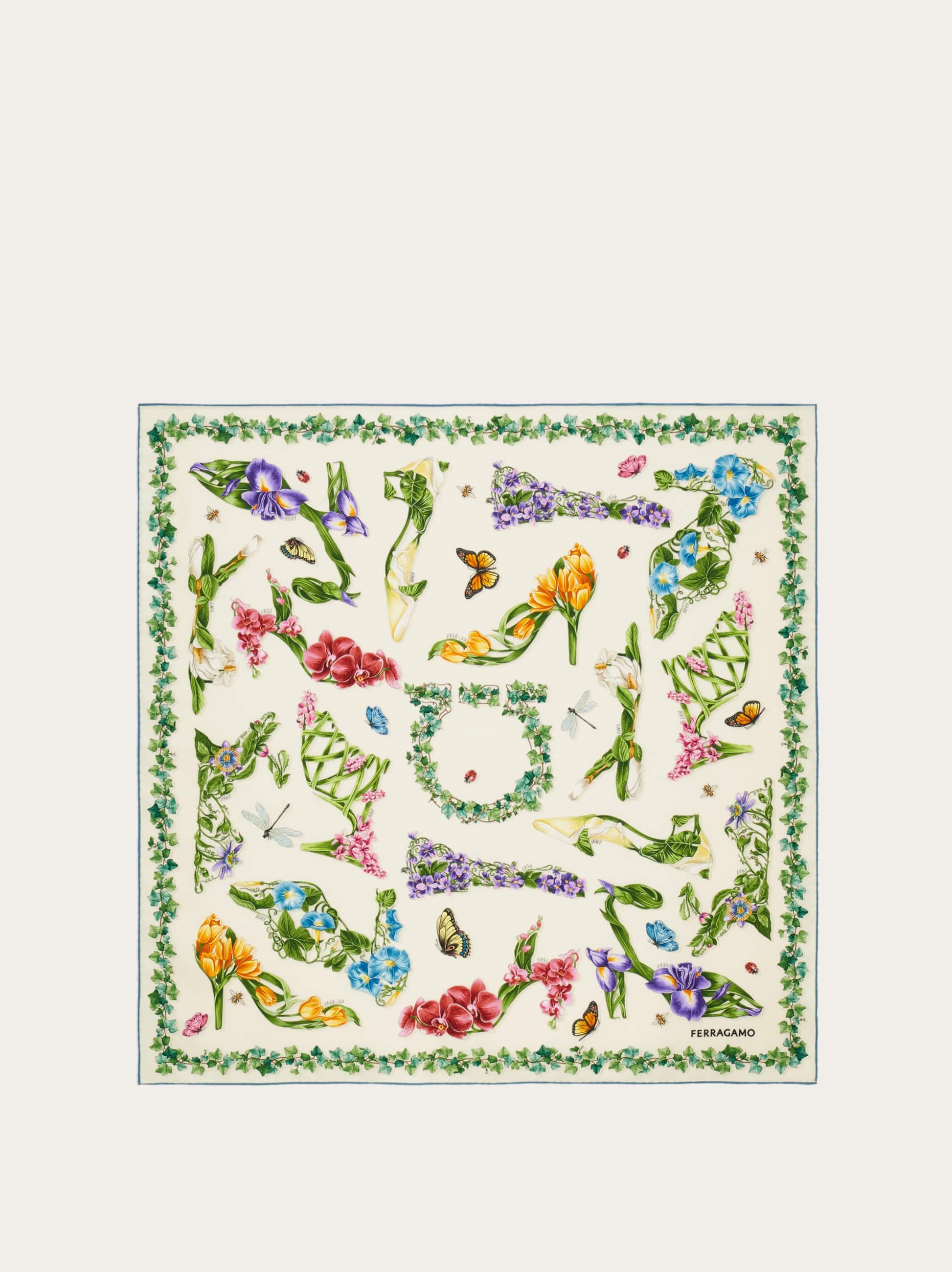 Ferragamo Donna Foulard in seta Eden shoes Blu