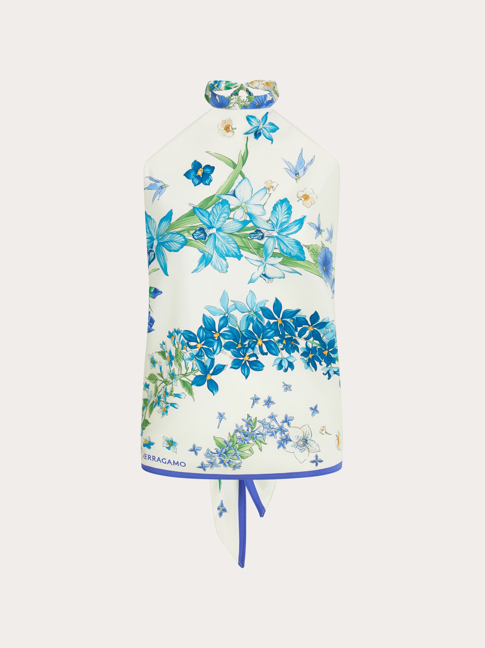 Ferragamo Donna Top a foulard stampa Primavera Blu