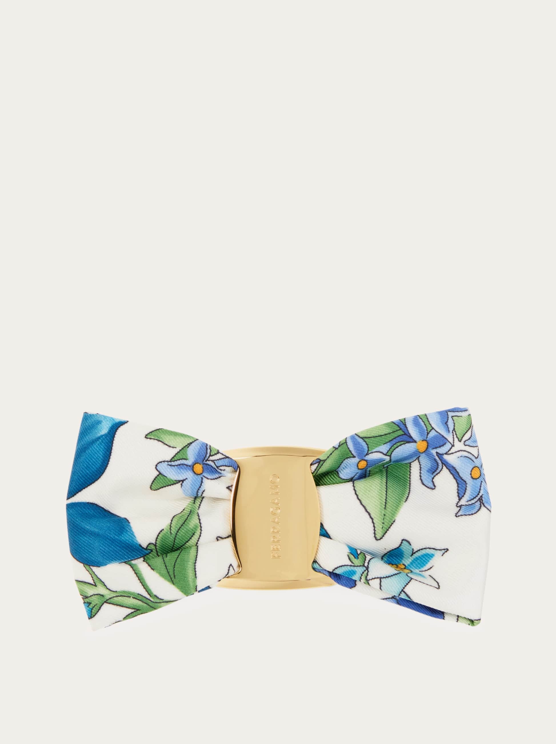 Ferragamo Women's Blue Spring Print Vara Bow Hair Clip
