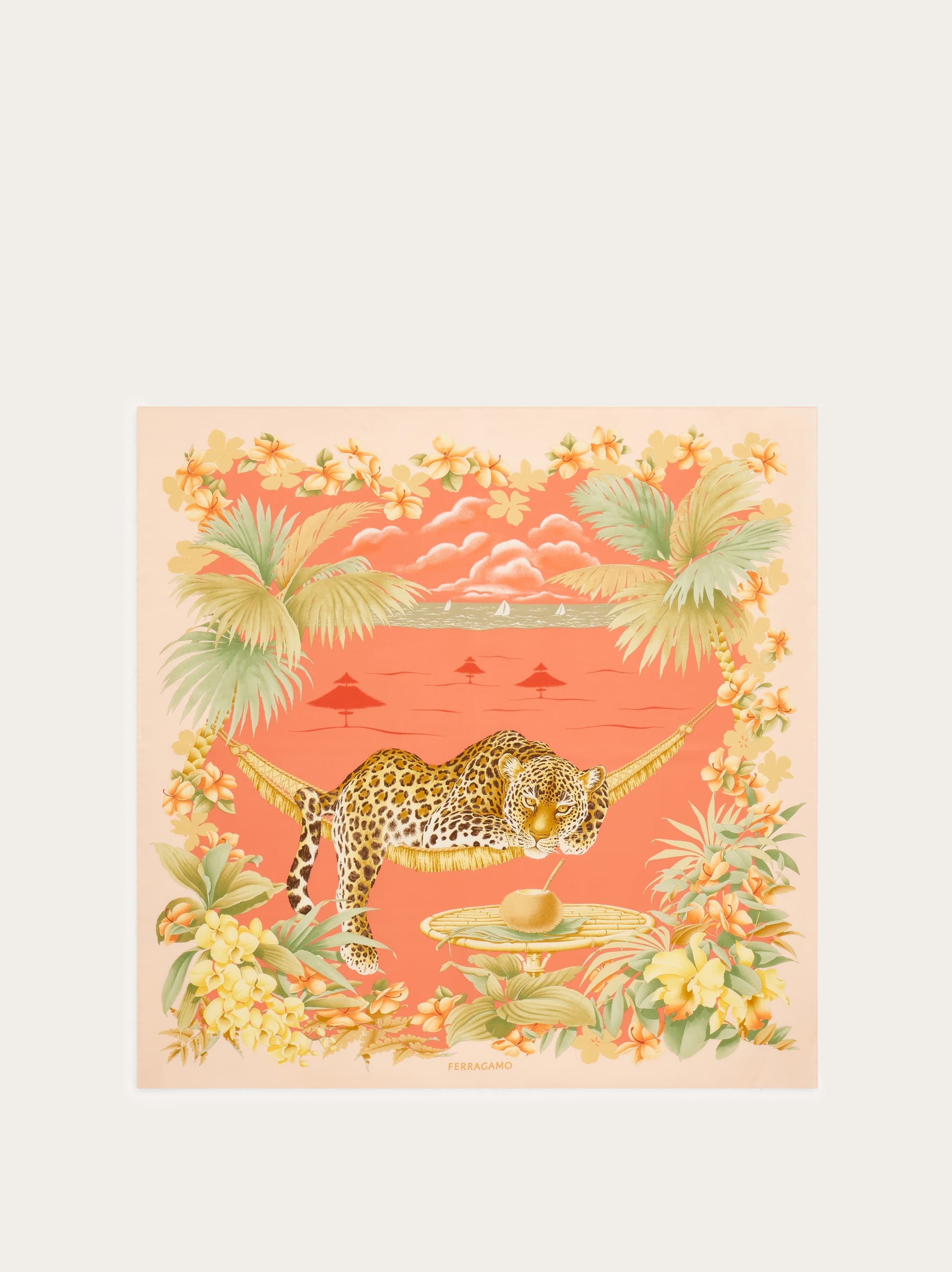 Ferragamo Women Jungle print silk foulard Pink