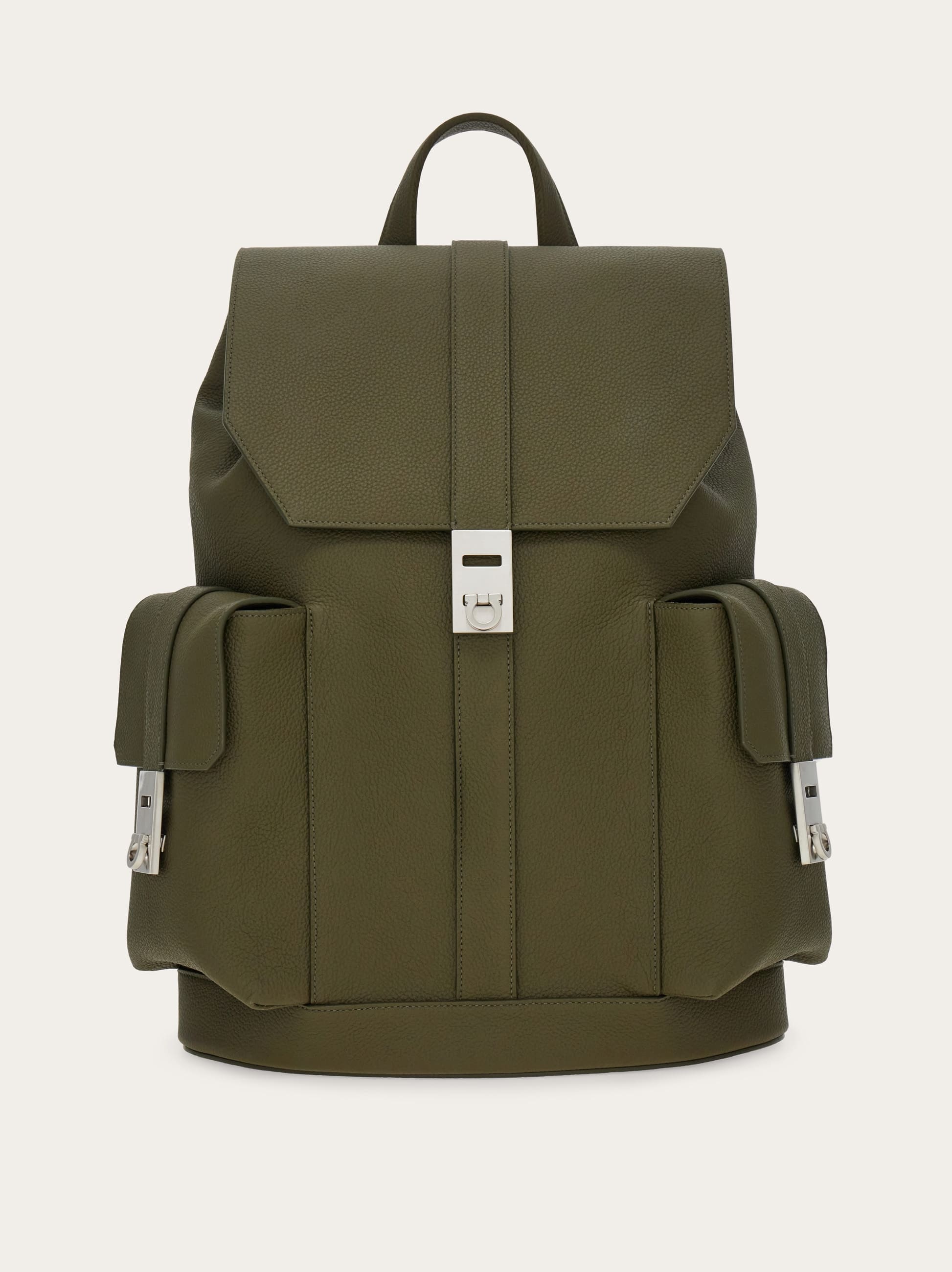 Ferragamo Utility Backpack With Hug Buckles In Green