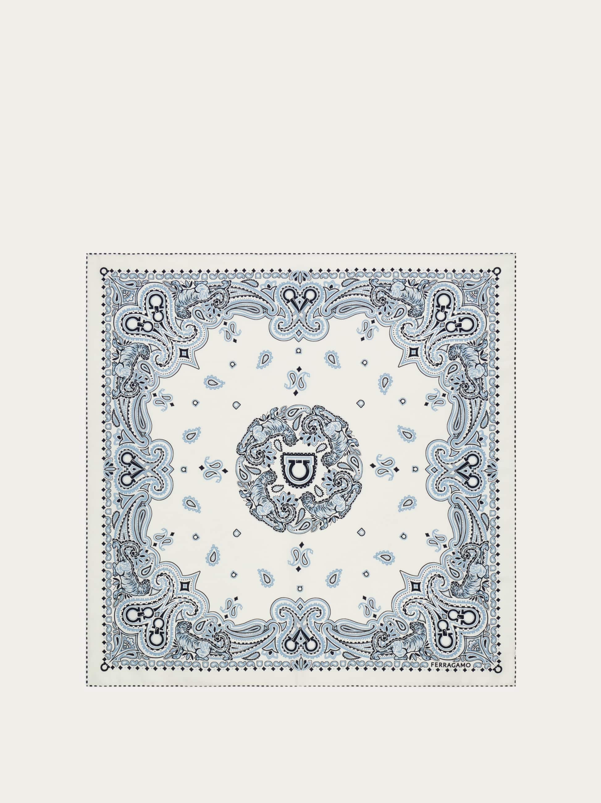 Ferragamo Women's Blue Arabesque Print Silk Scarf