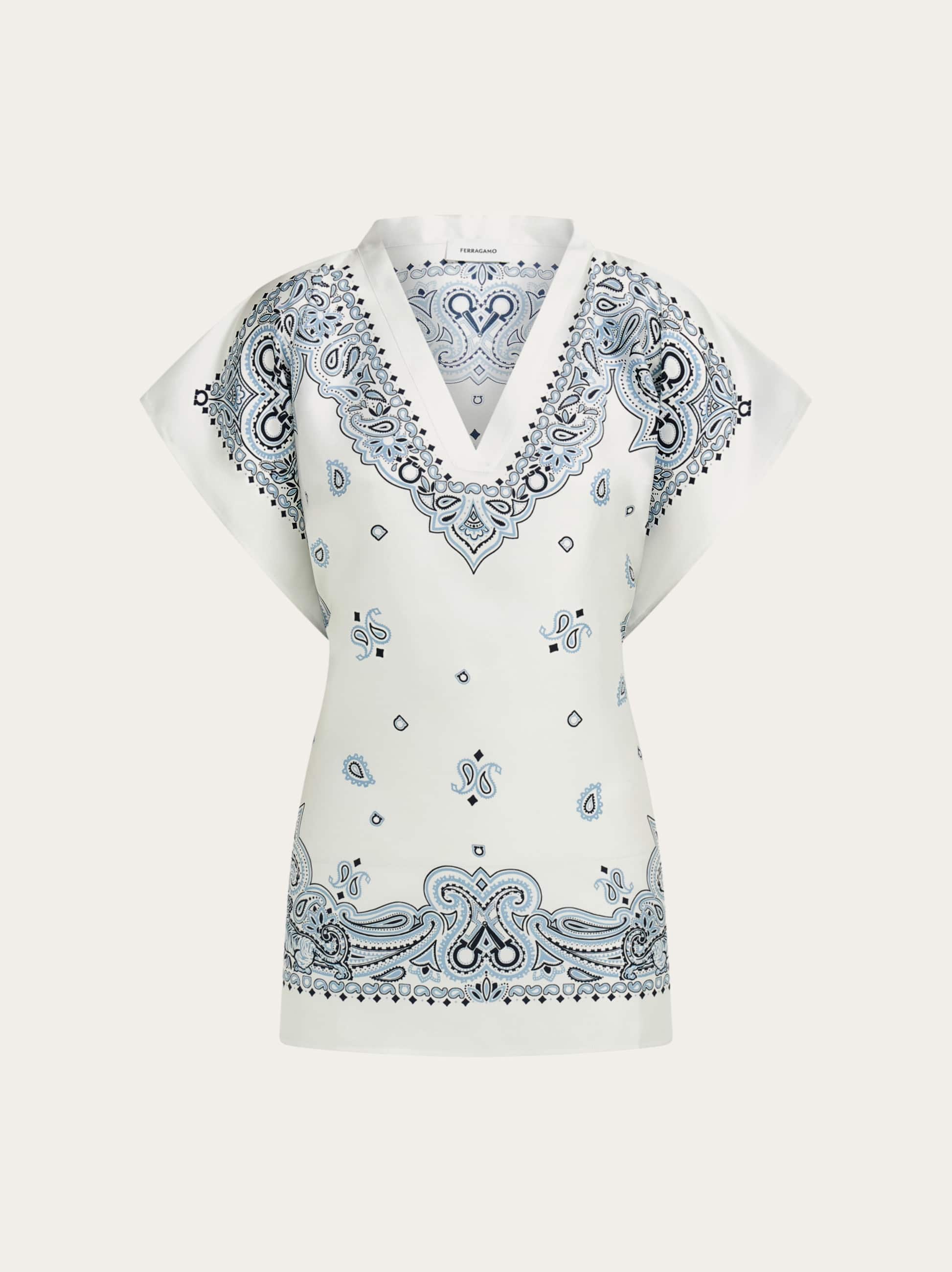 Ferragamo Women's Blue Arabesque Print Poncho