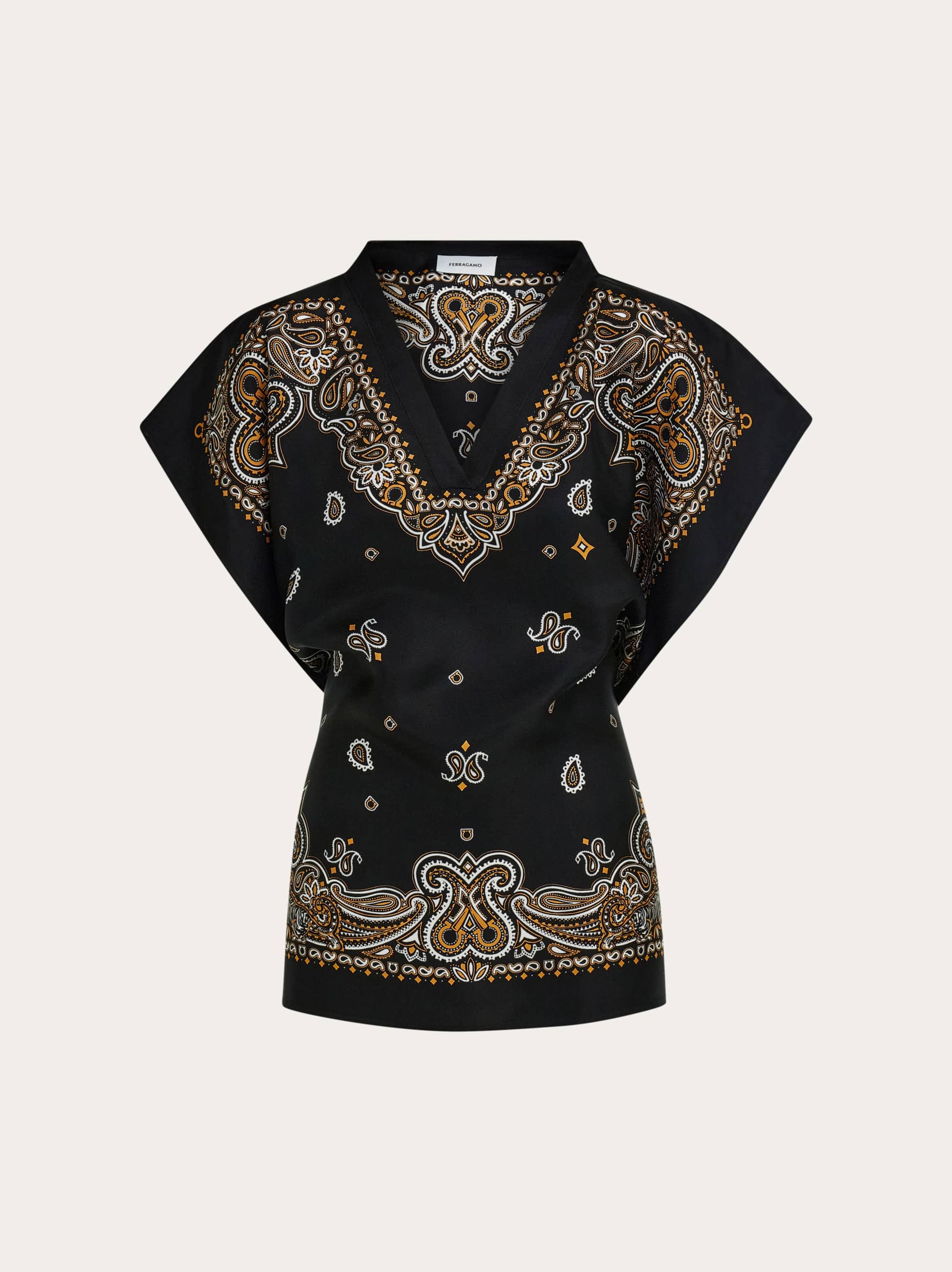 Ferragamo Women's Black Arabesque Print Poncho