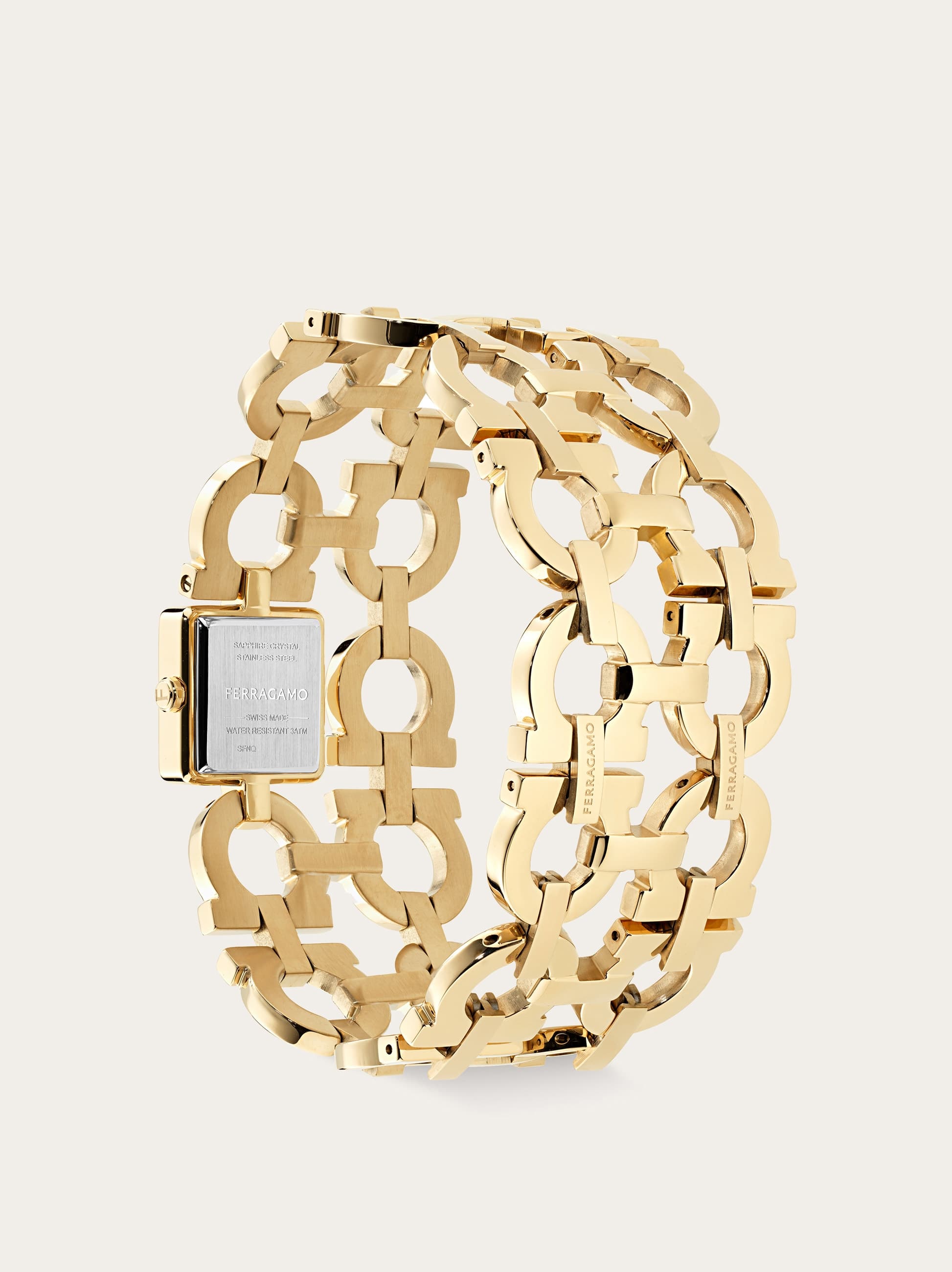  Ferragamo Damen Double Gancini Uhr Gold 