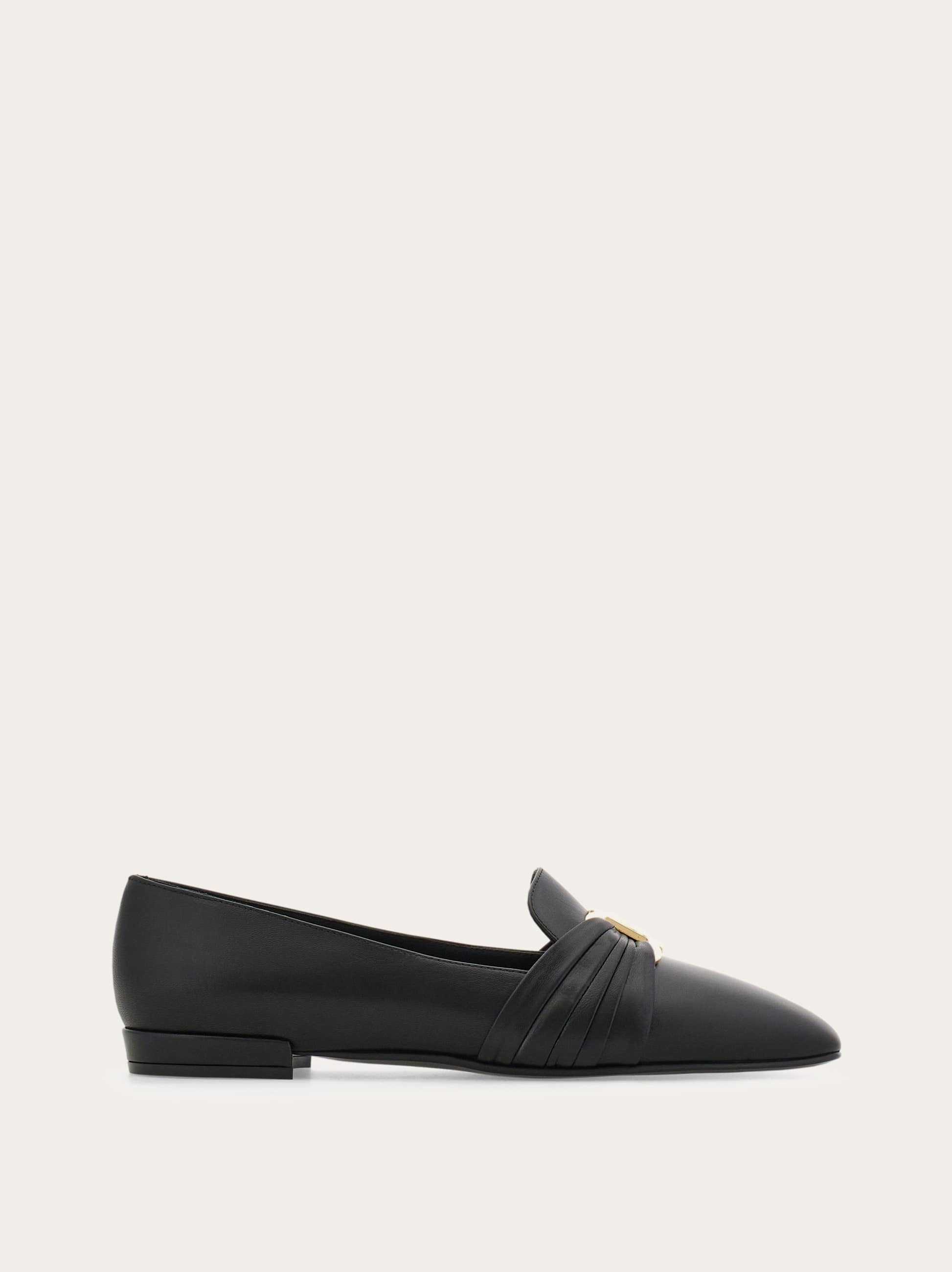 Ferragamo Donna Mocassino ornamento Gancini Nero Taglia 35.5