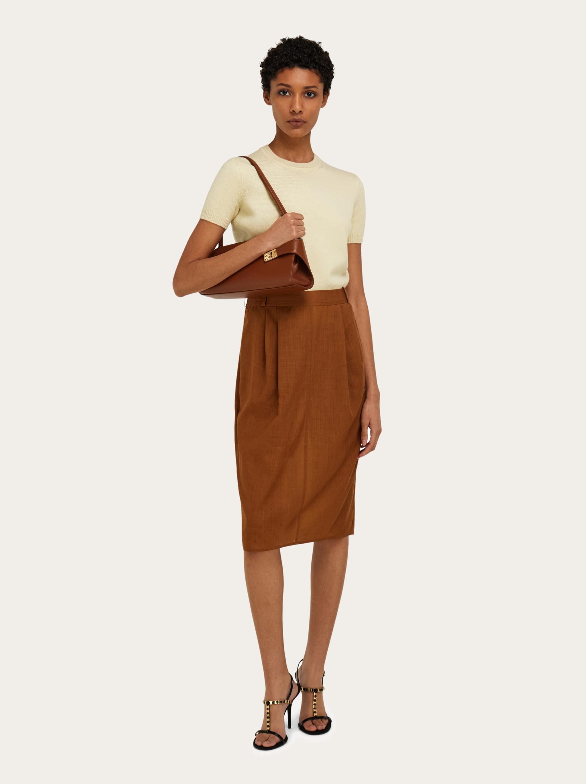 Ferragamo Hug East-west Small Leather Shoulder Bag In Brown